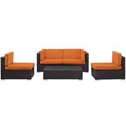 Camfora 5 Piece Outdoor Patio Sectional Set - Espresso Orange