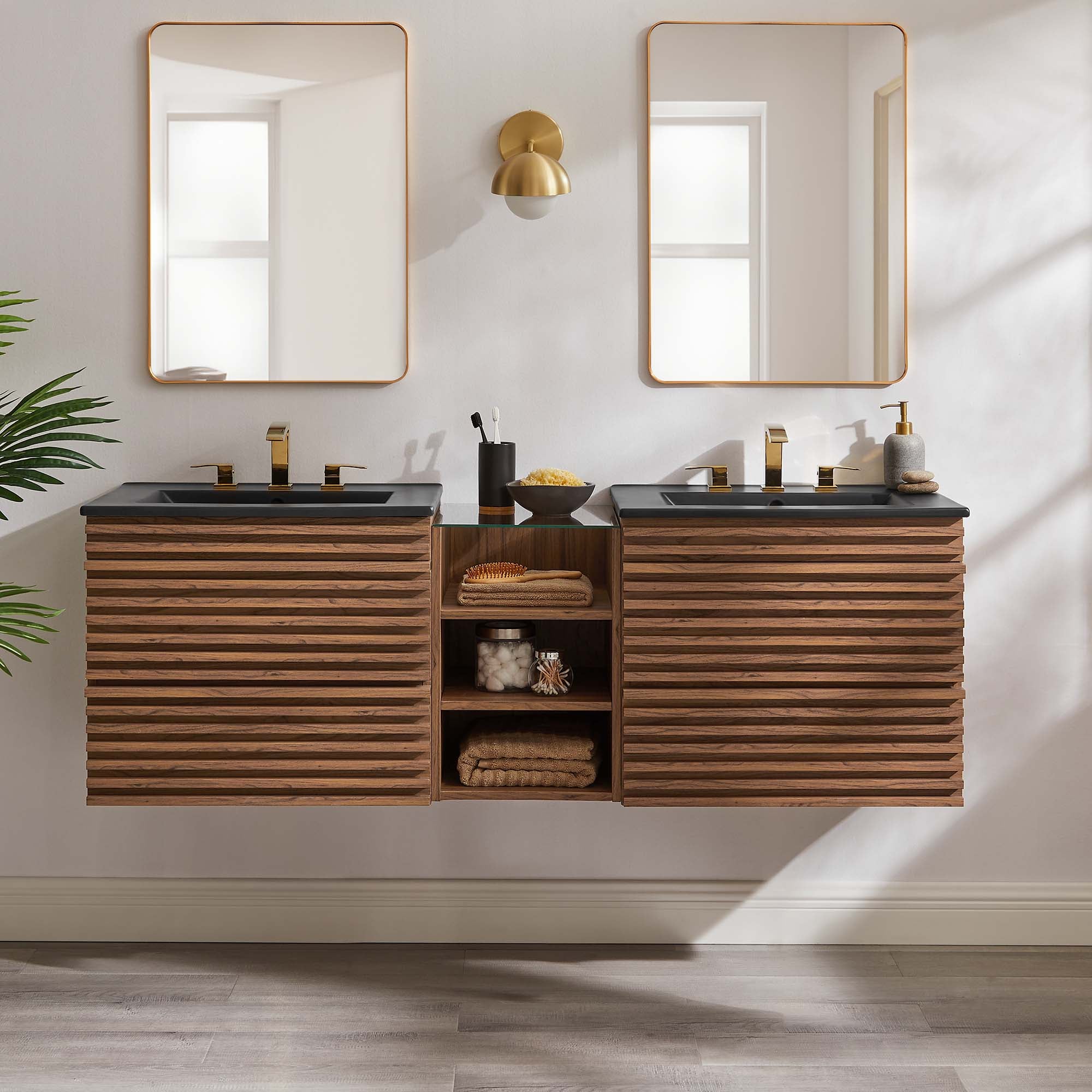 Render 62" Wall-Mount Double Sink Bathroom Vanity