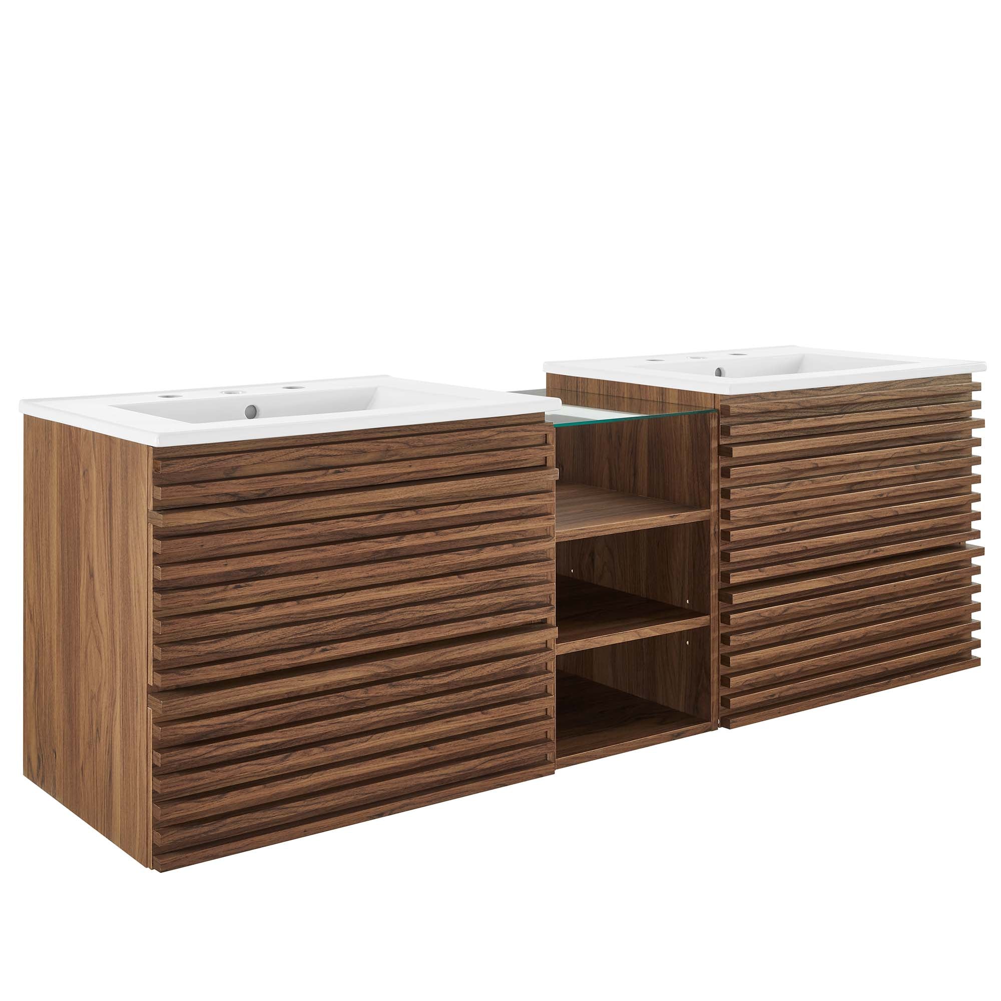 Render 62" Wall-Mount Double Sink Bathroom Vanity