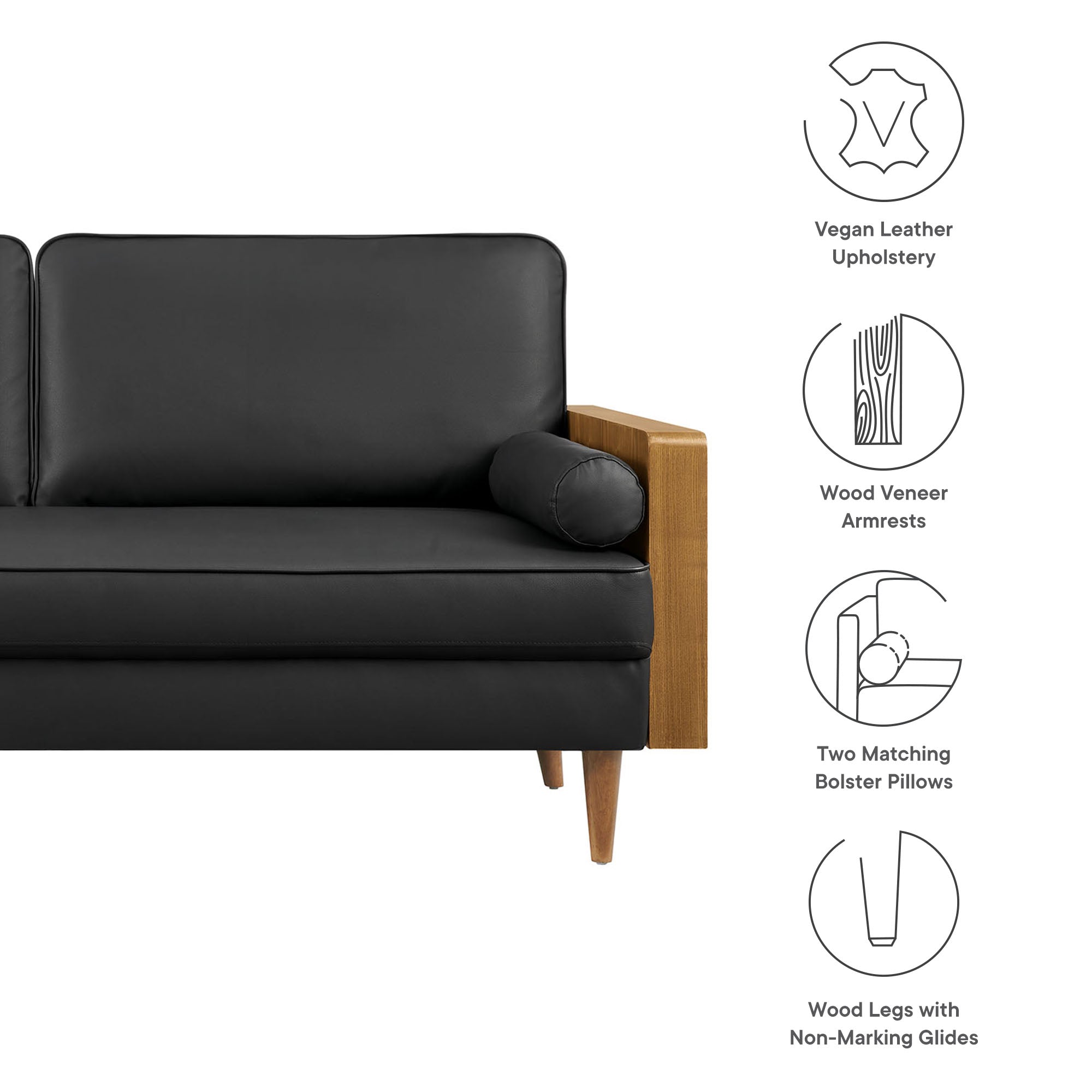 Kellan Vegan Leather Sofa - Walnut Tan