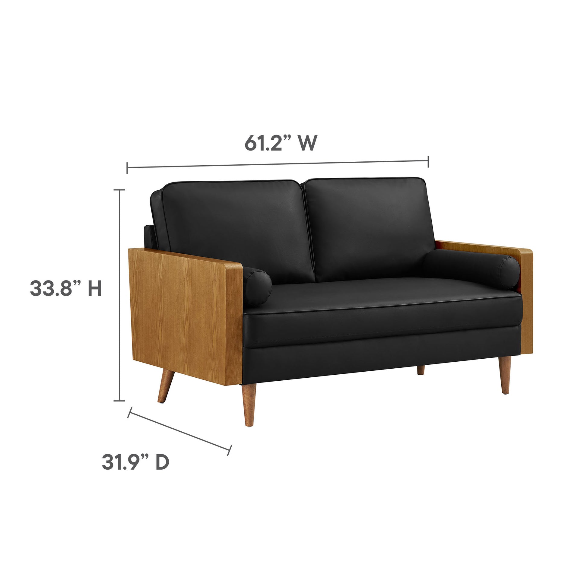 Kellan Vegan Leather Loveseat - Walnut Tan