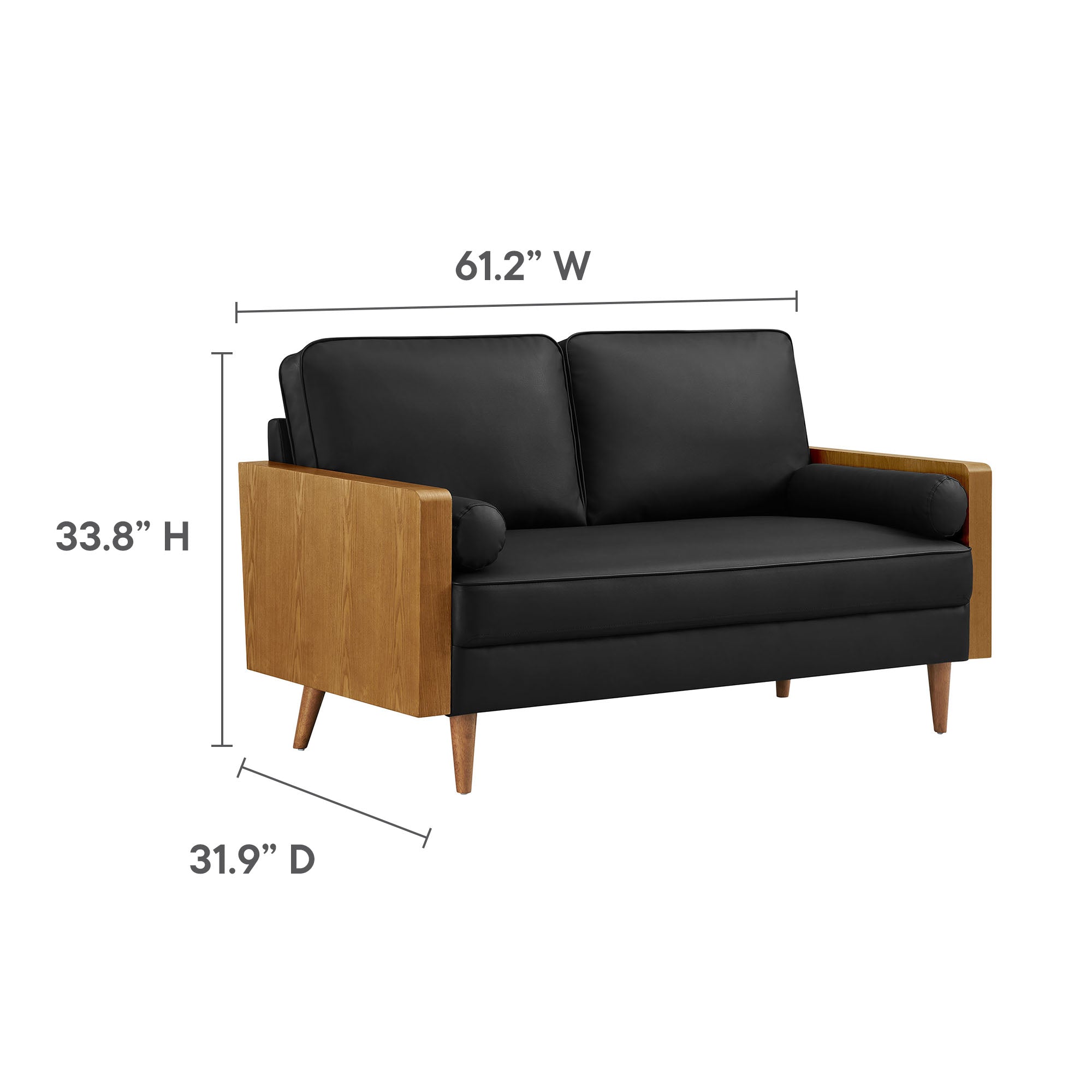 Kellan Vegan Leather Loveseat - Walnut Tan