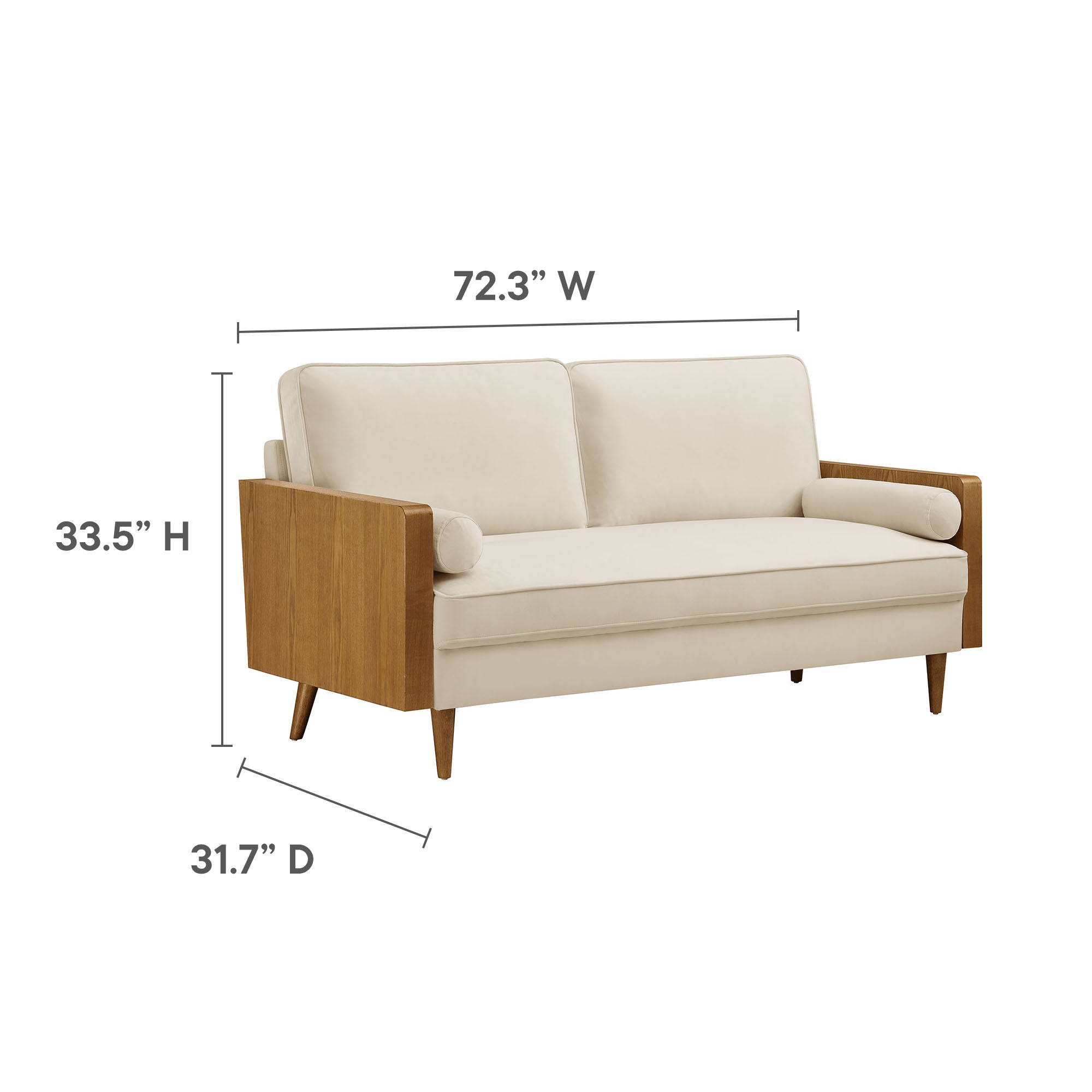 Kellan Performance Velvet Sofa - Walnut Almond