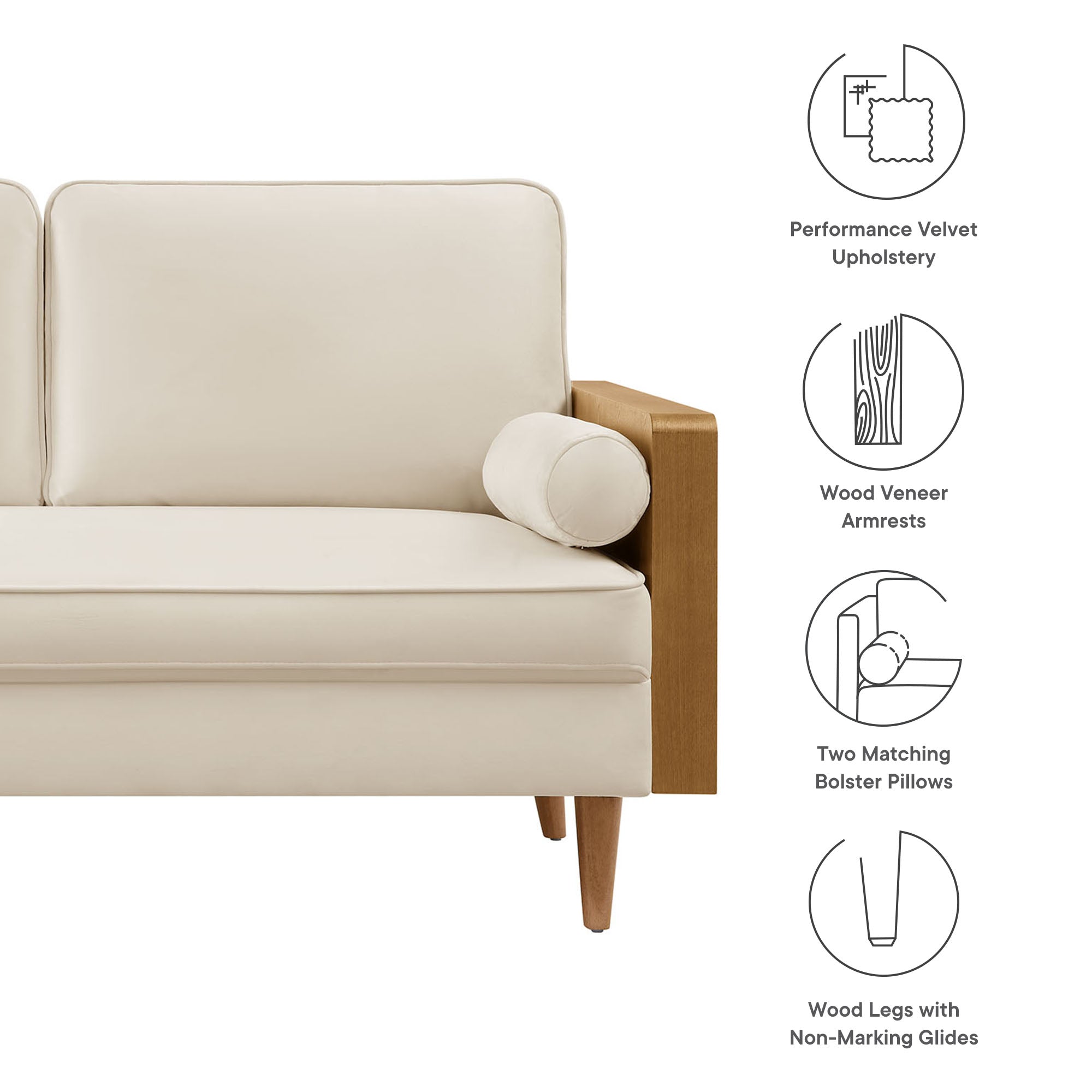 Kellan Performance Velvet Loveseat - Walnut Almond