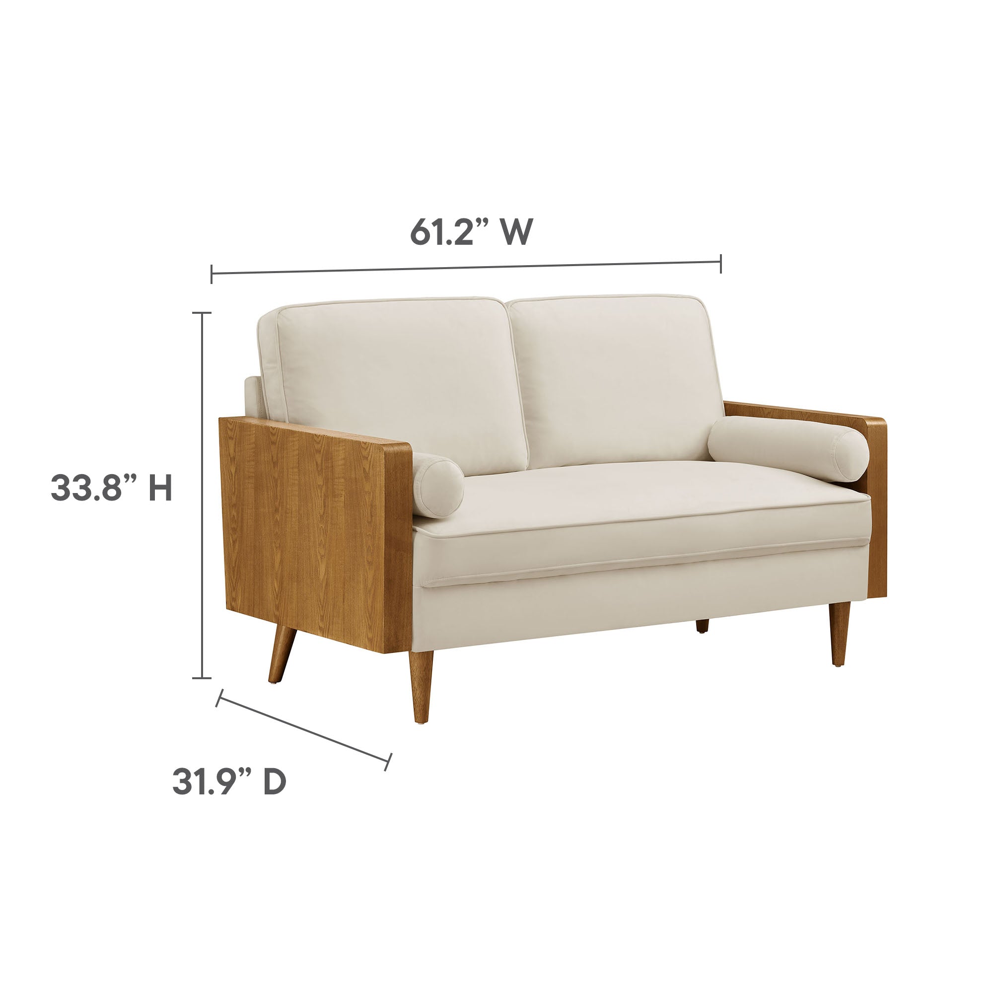 Kellan Performance Velvet Loveseat - Walnut Moss Green