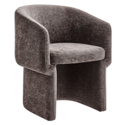 Verity Barrel Back Chenille Dining Armchair - Chocolate Brown