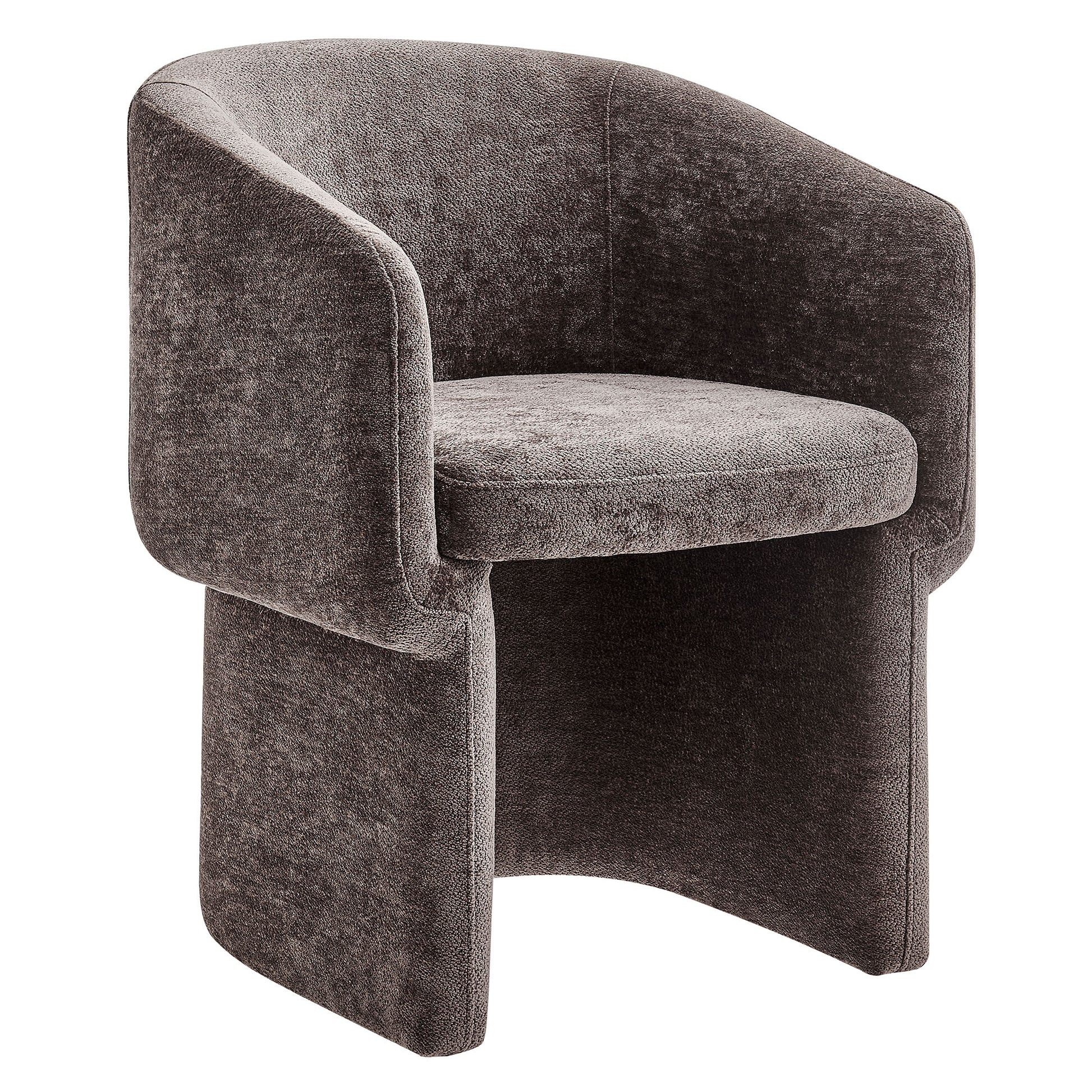 Verity Barrel Back Chenille Dining Armchair - Chocolate Brown