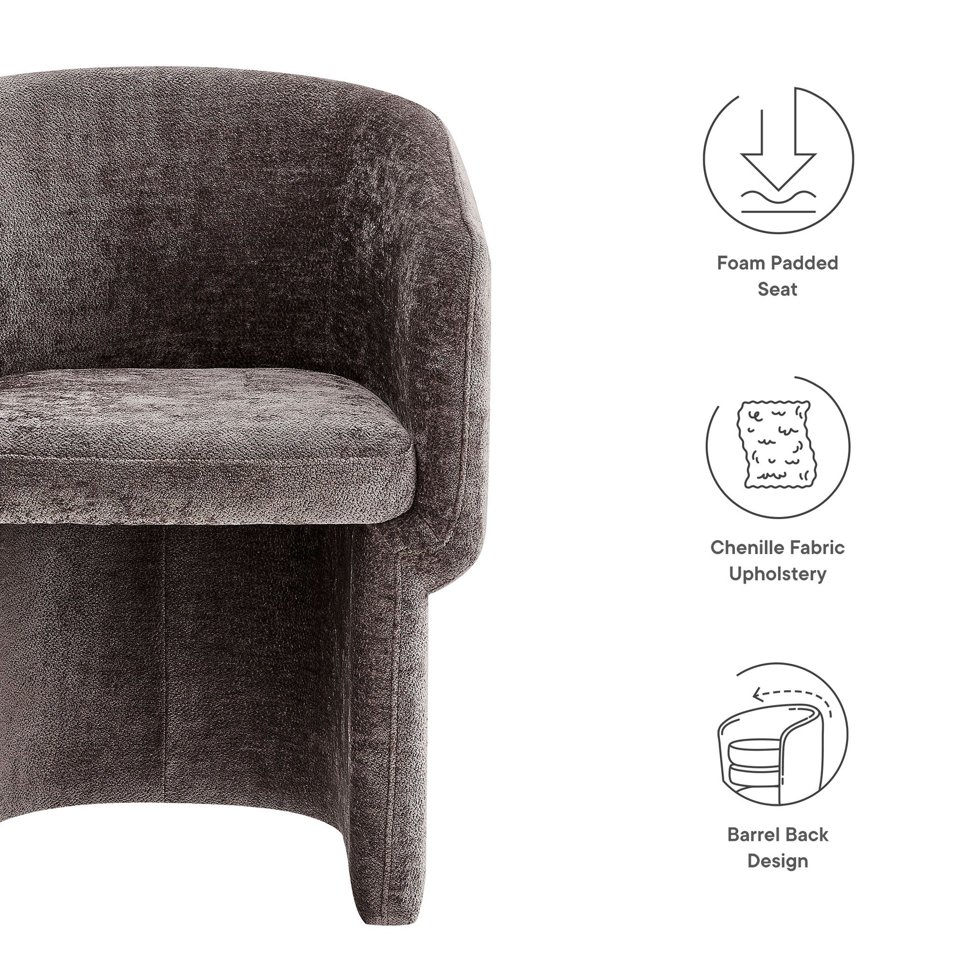 Verity Barrel Back Chenille Dining Armchair - Ivory