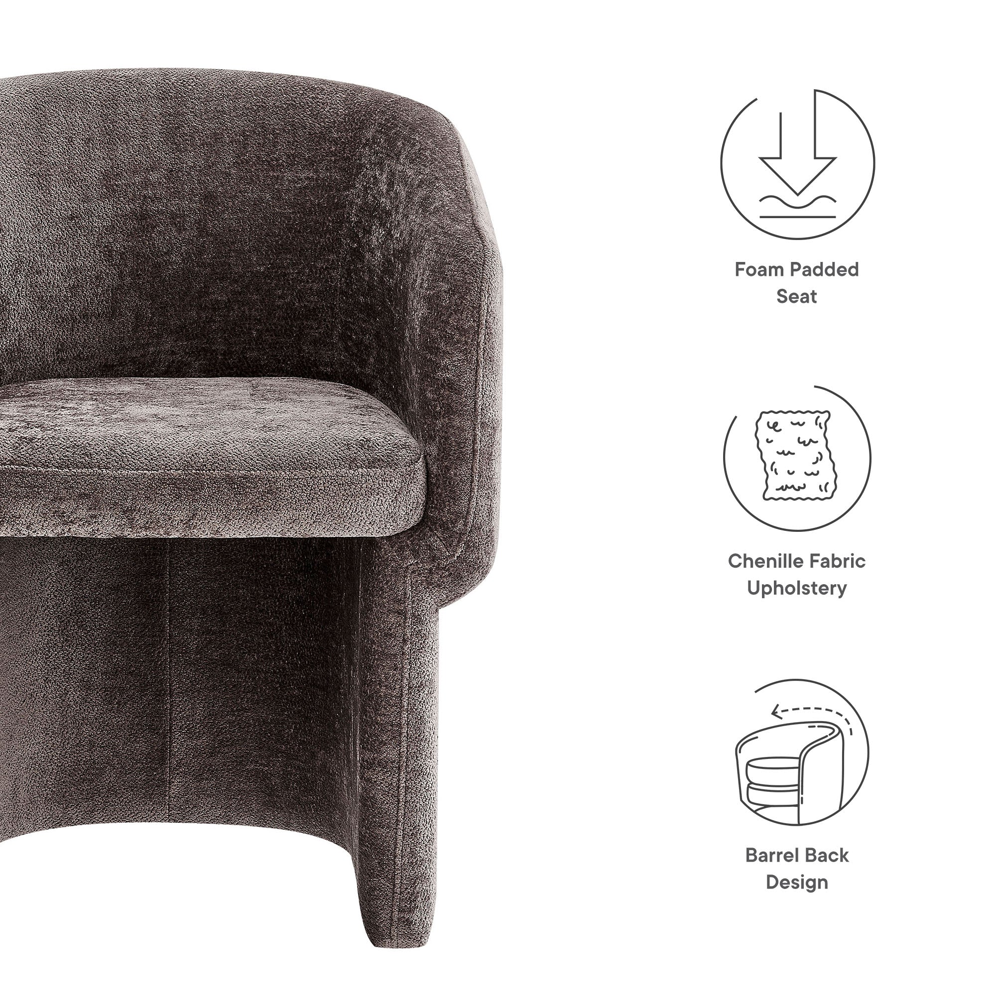 Verity Barrel Back Chenille Dining Armchair - Ivory