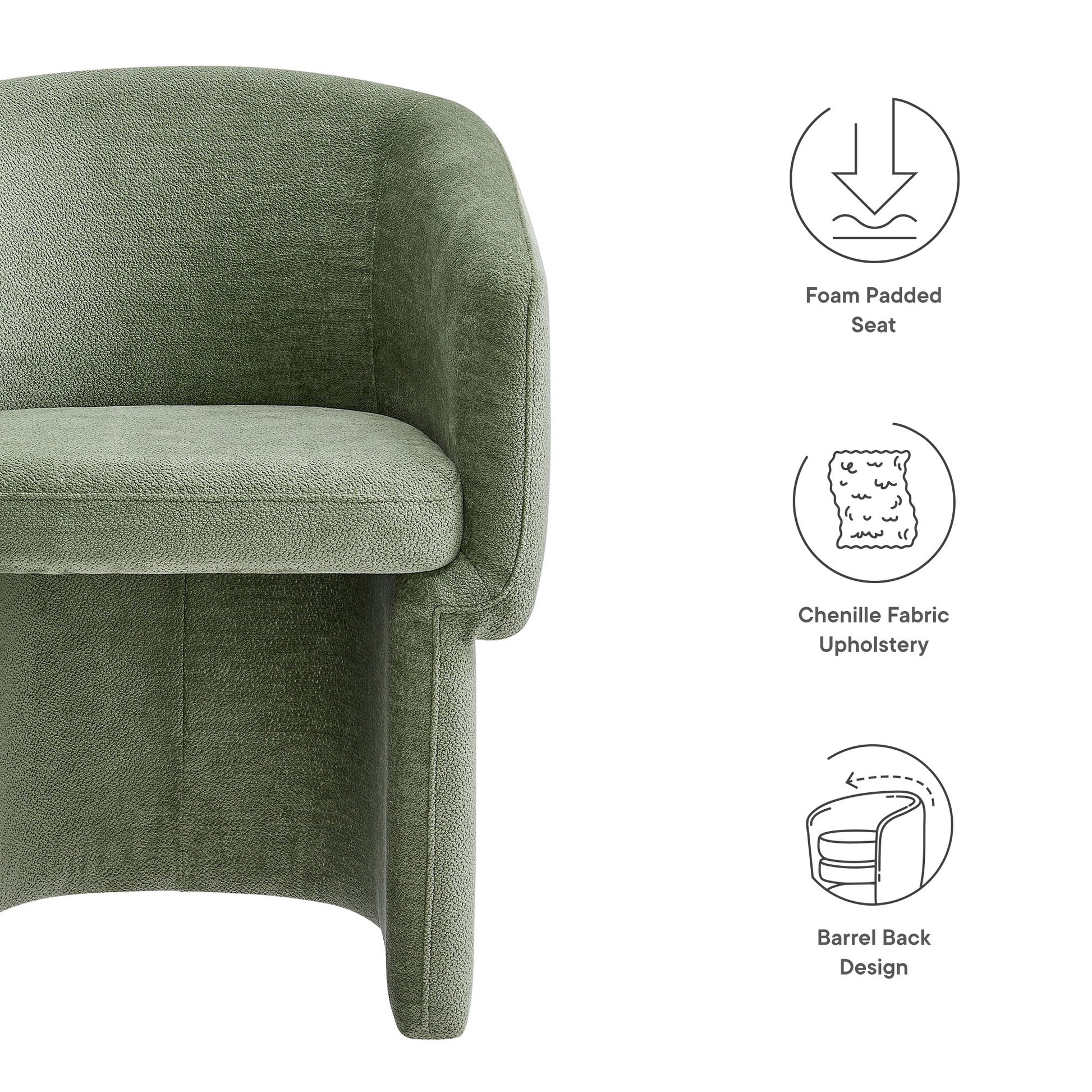 Verity Barrel Back Chenille Dining Armchair