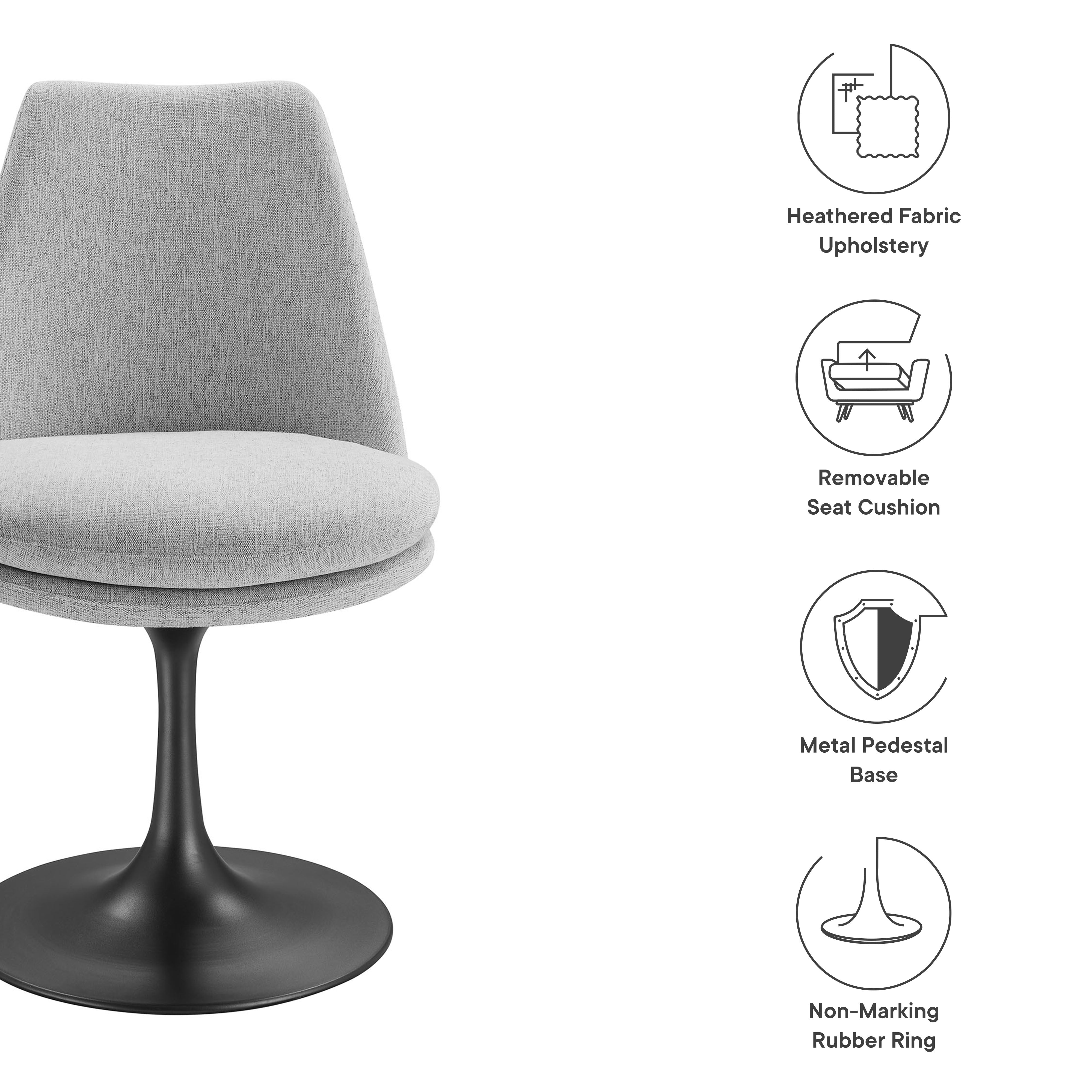 Lippa Swivel Dining Upholstered Side Chair - White Light Gray