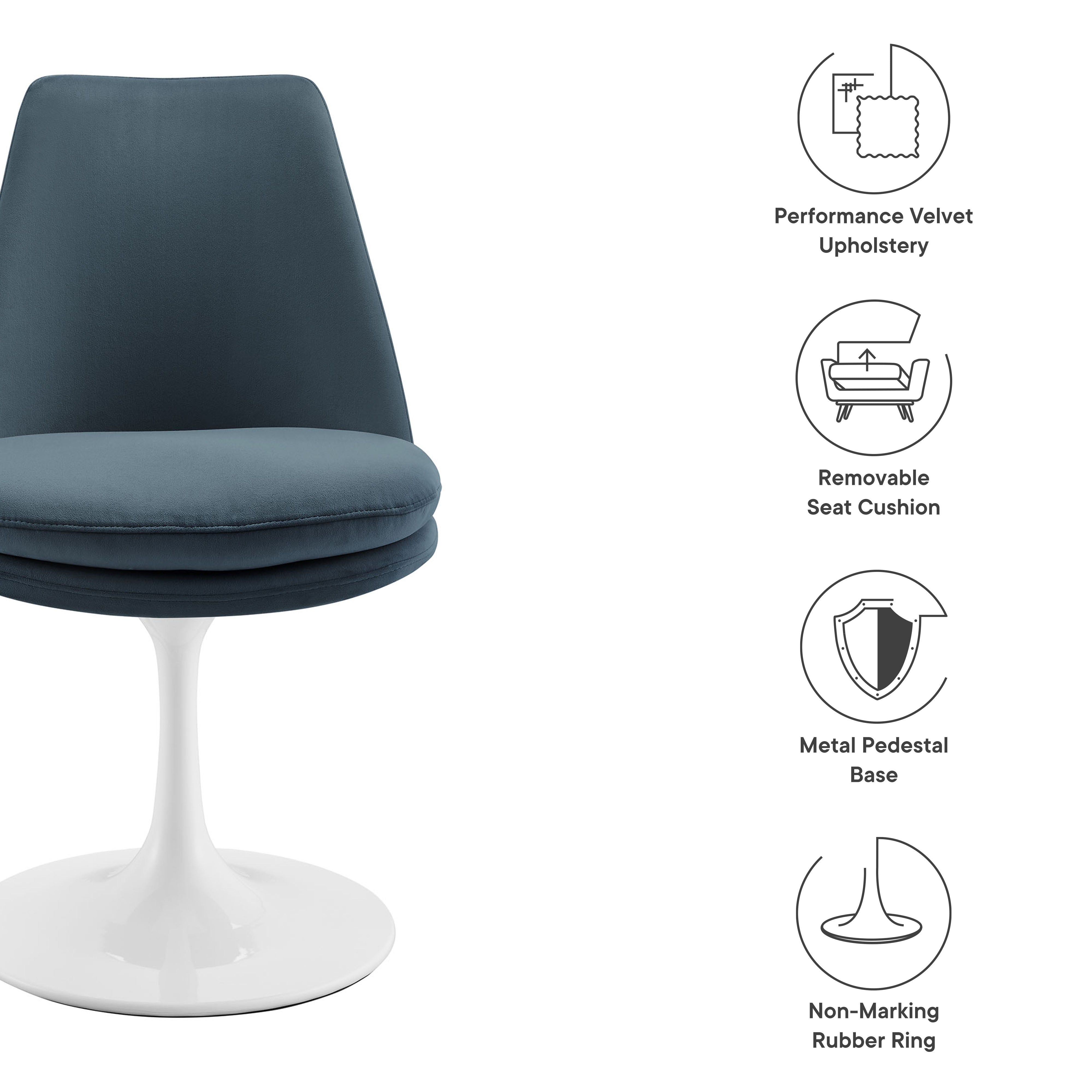 Lippa Swivel Dining Performance Velvet Side Chair - White Rust