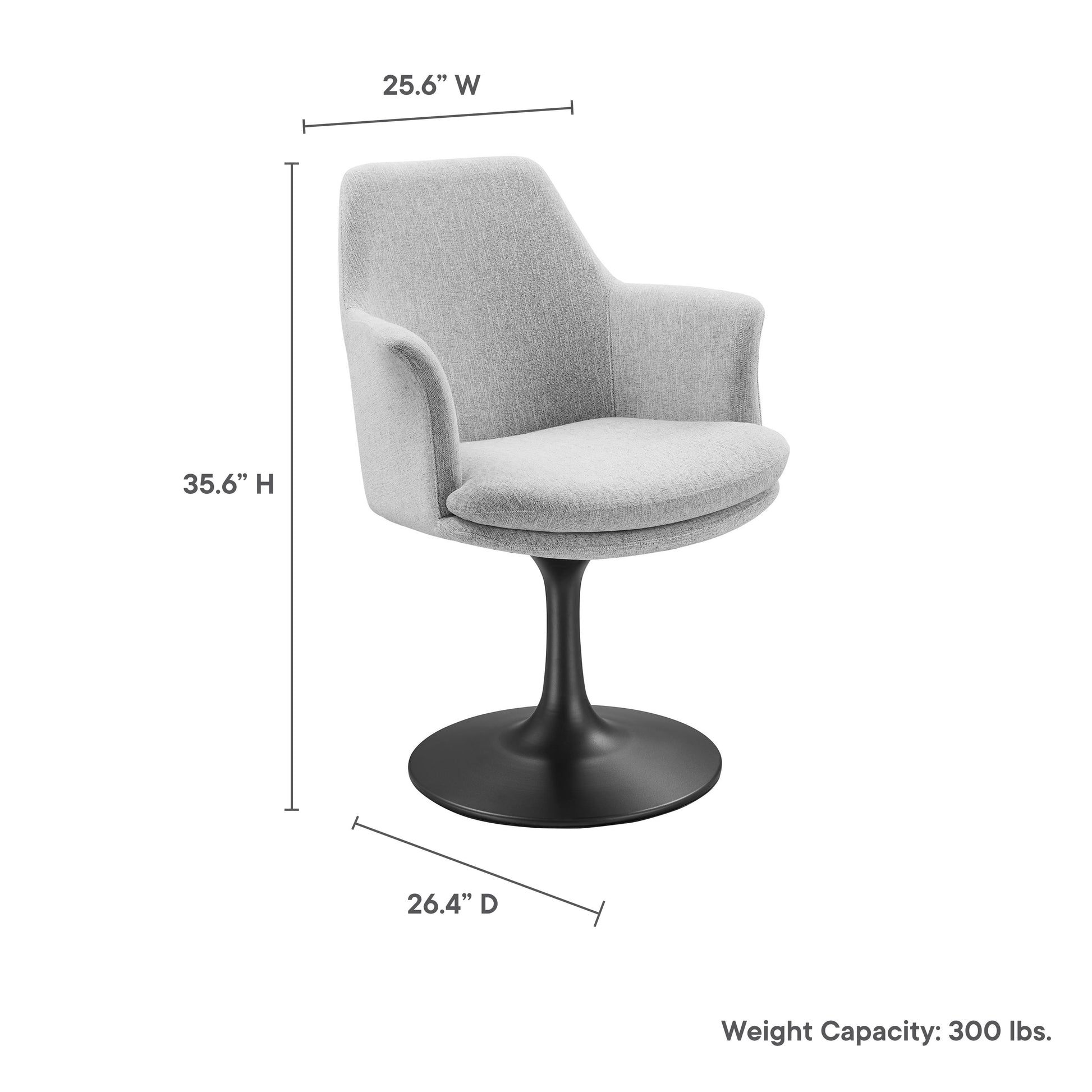 Lippa Swivel Dining Armchair - White Light Gray
