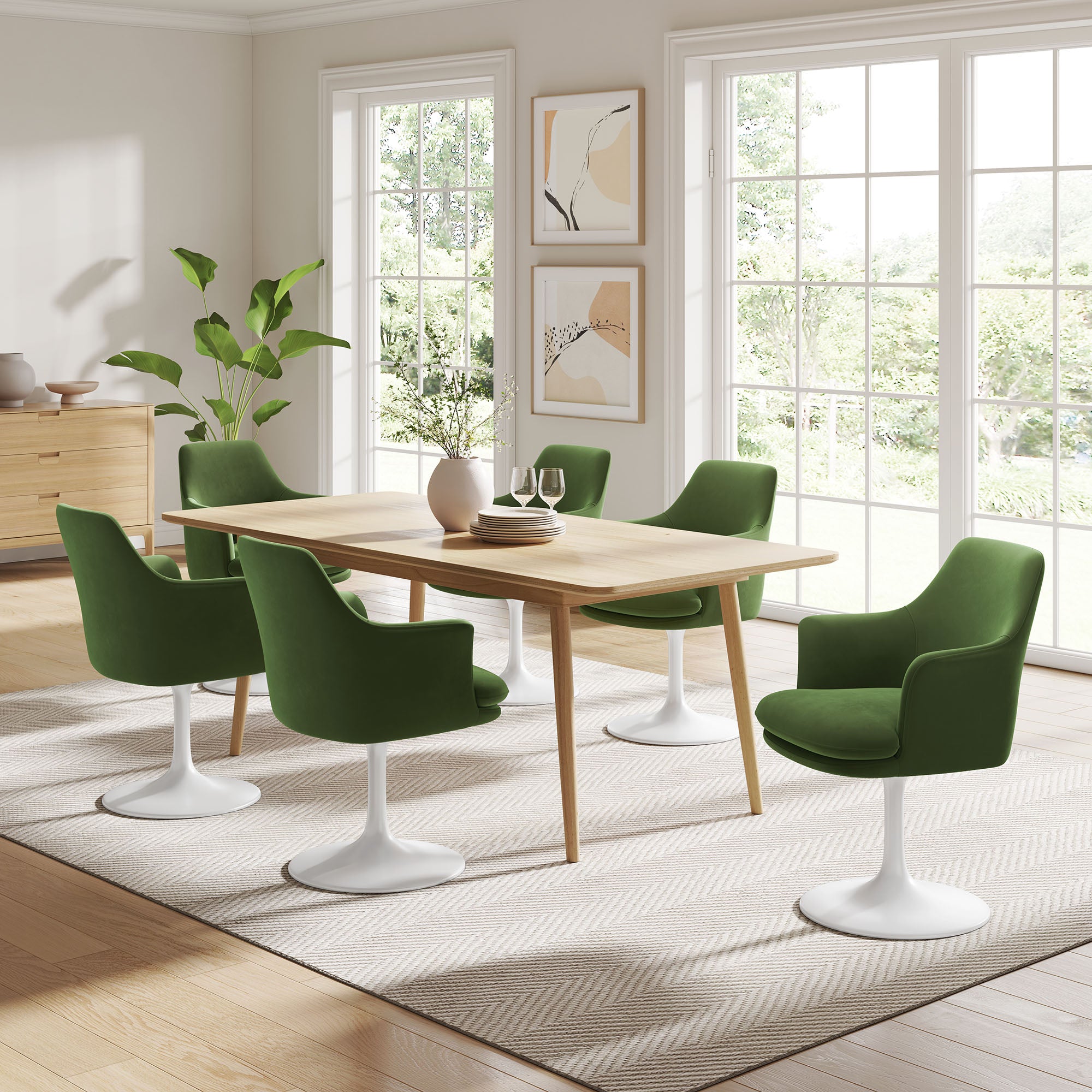 Lippa Swivel Dining Performance Velvet Armchair