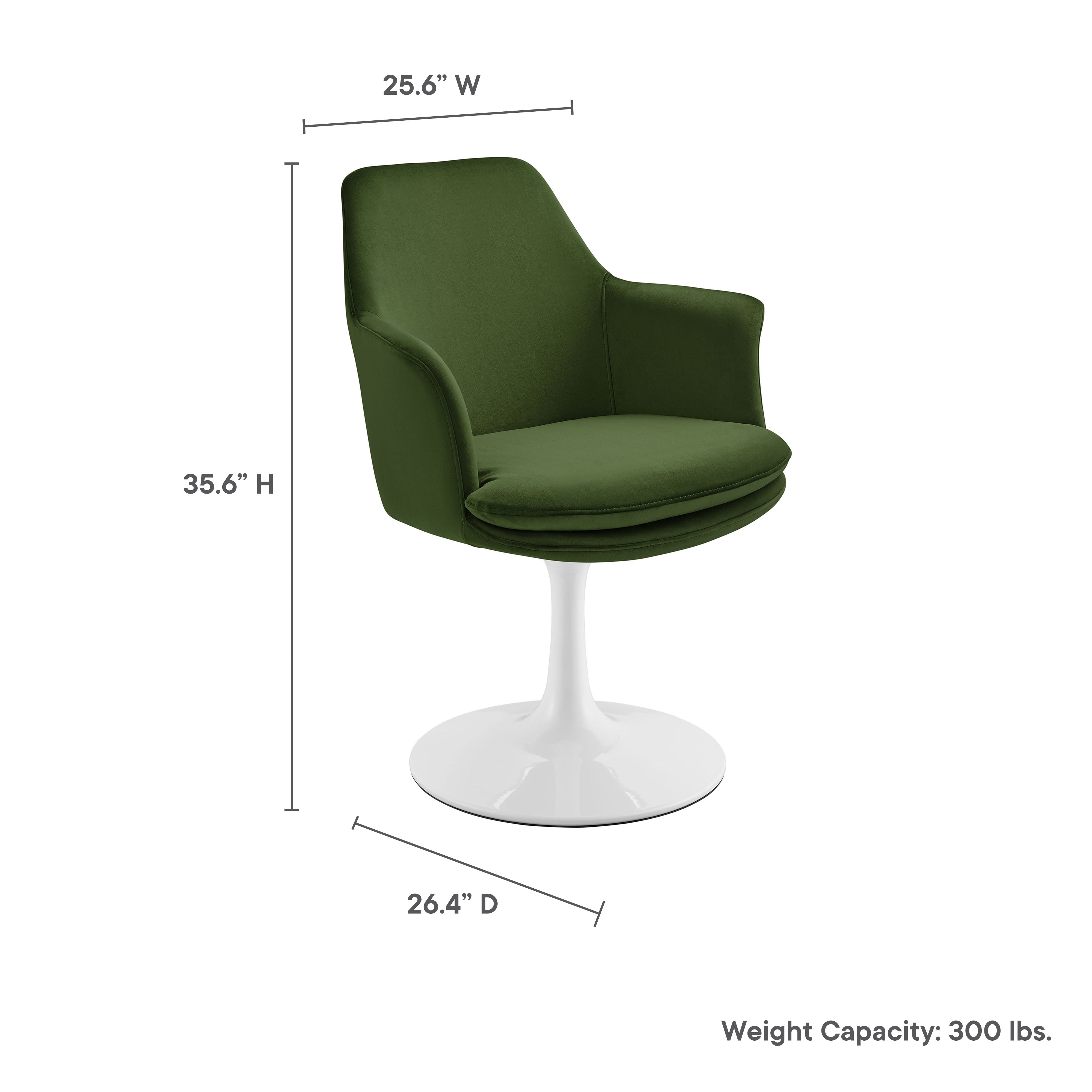 Lippa Swivel Dining Performance Velvet Armchair - White Rust