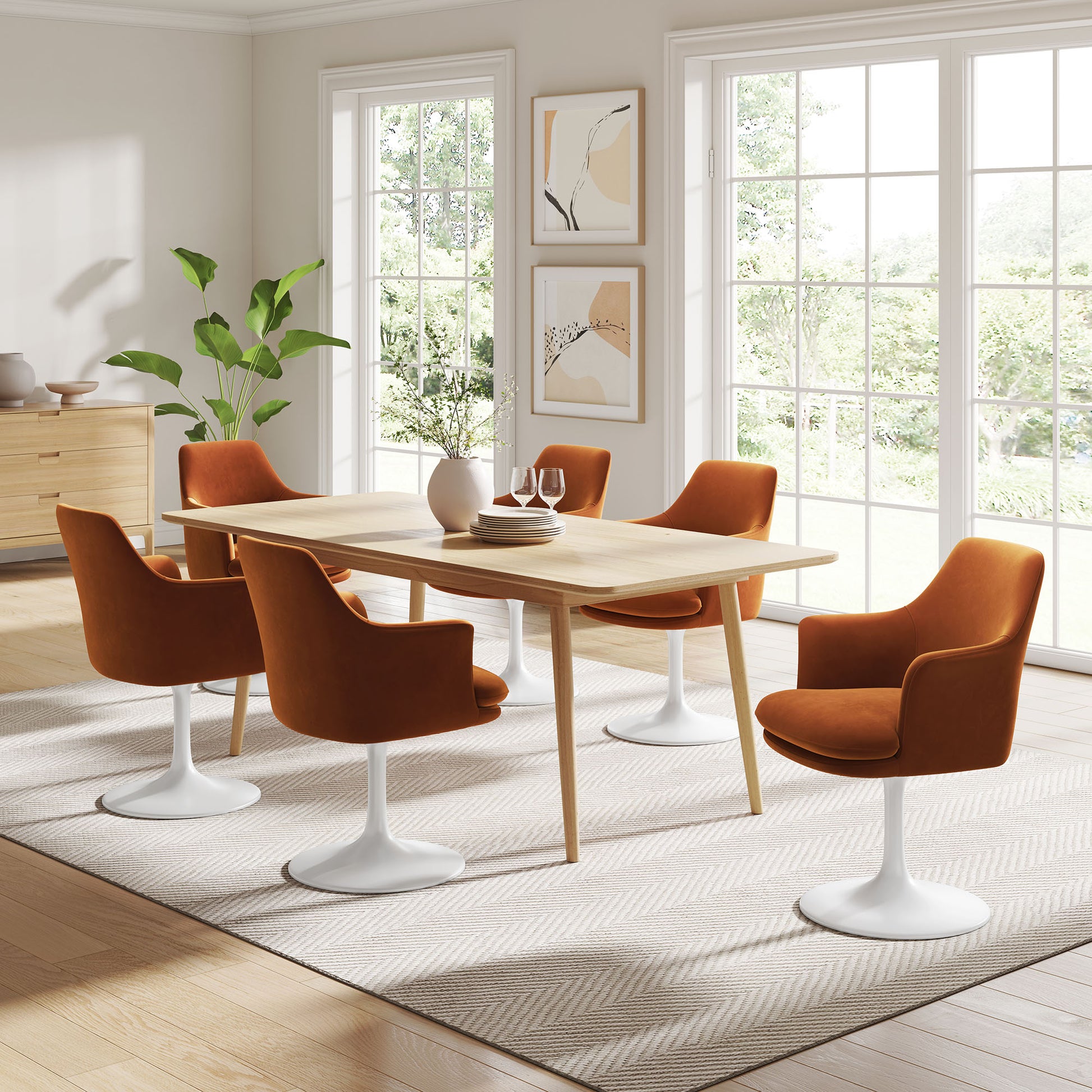 Lippa Swivel Dining Performance Velvet Armchair