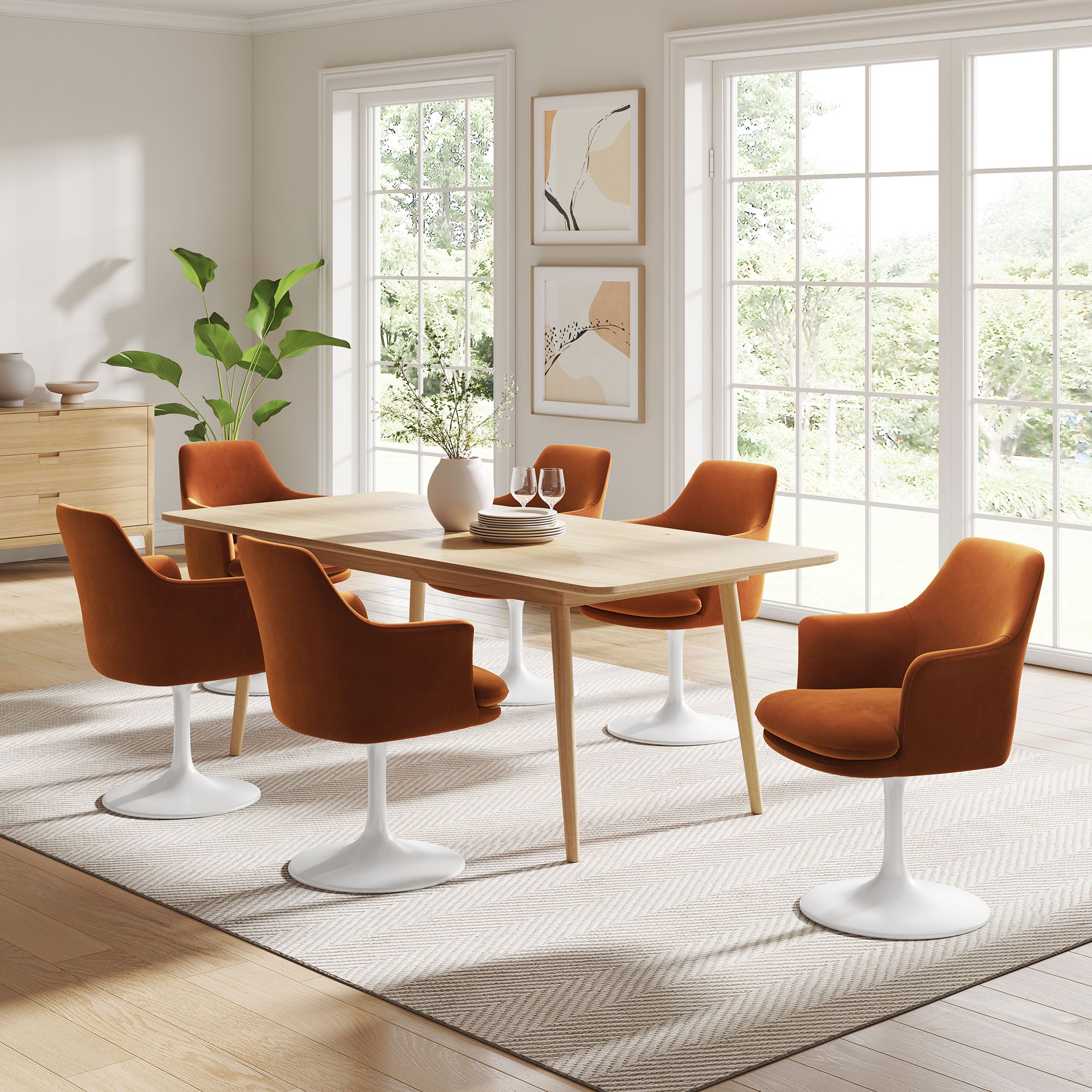 Lippa Swivel Dining Performance Velvet Armchair