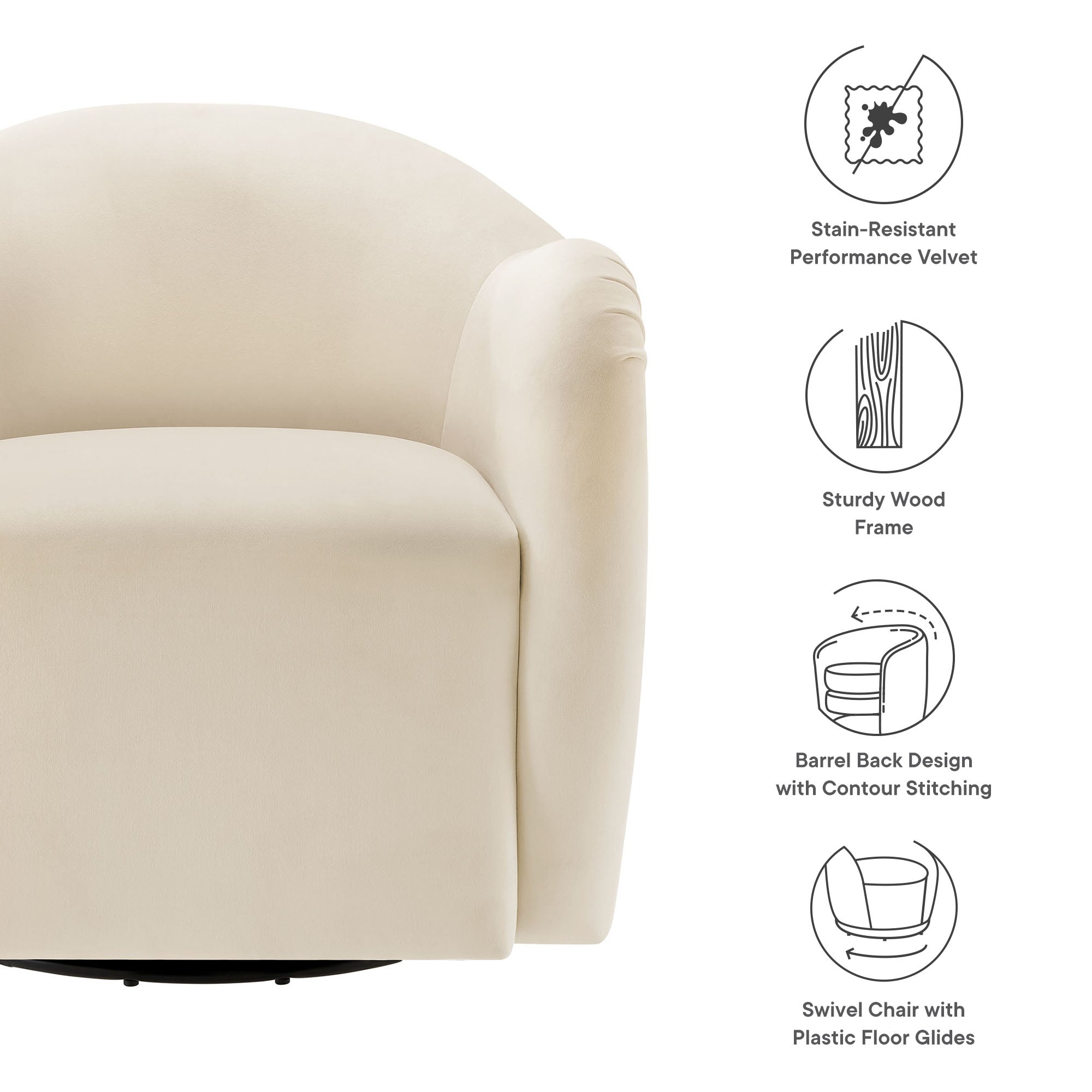 Compose Performance Velvet Swivel Armchair - Mulberry
