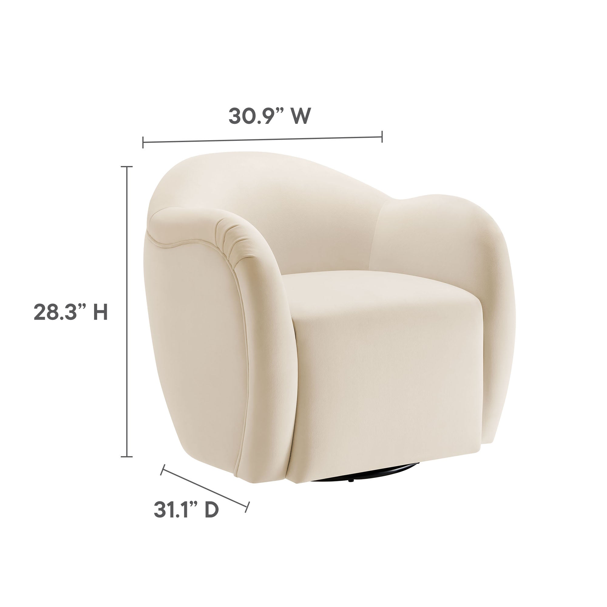 Compose Performance Velvet Swivel Armchair - Chocolate Brown