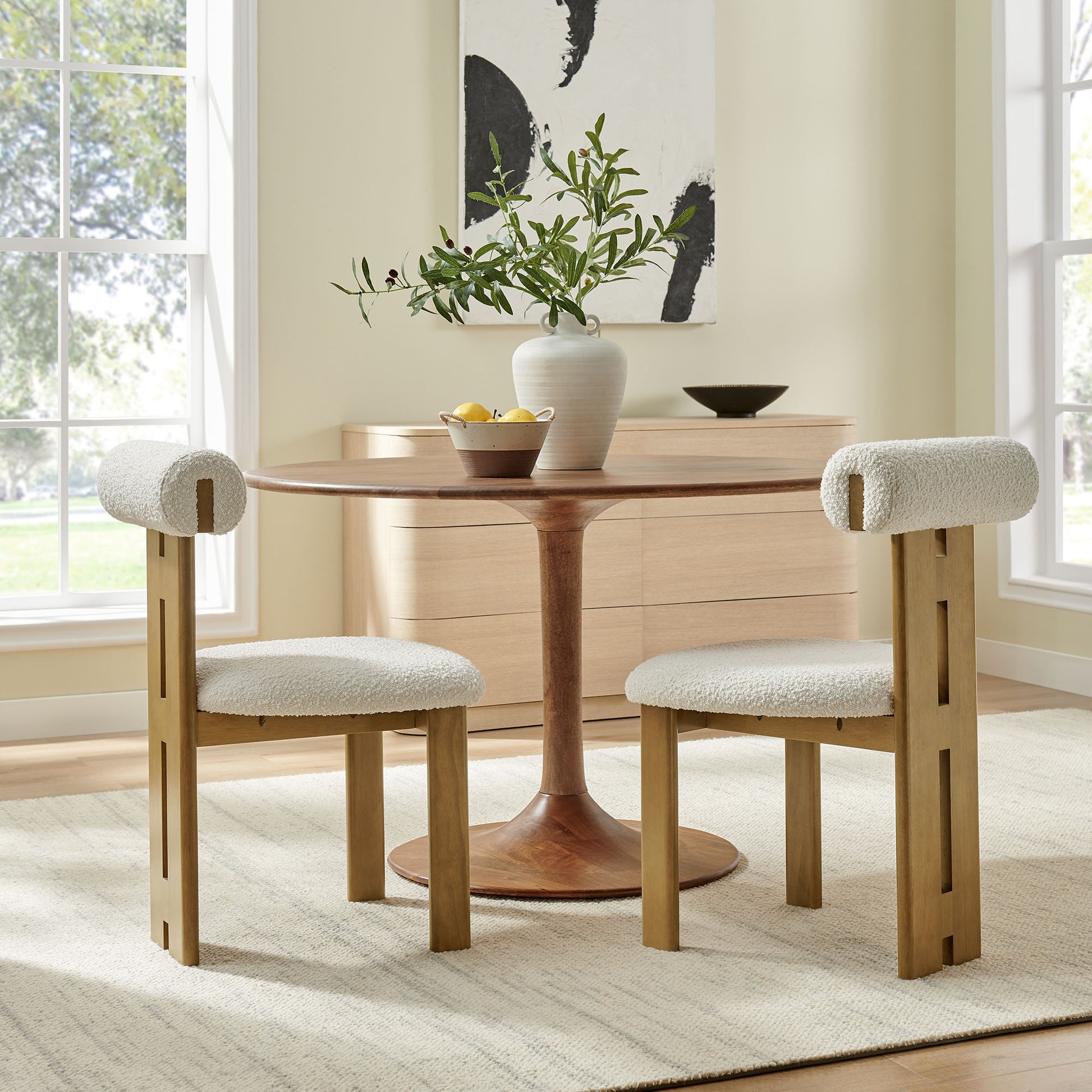 Torian Boucle Fabric Dining Chair Set of 2