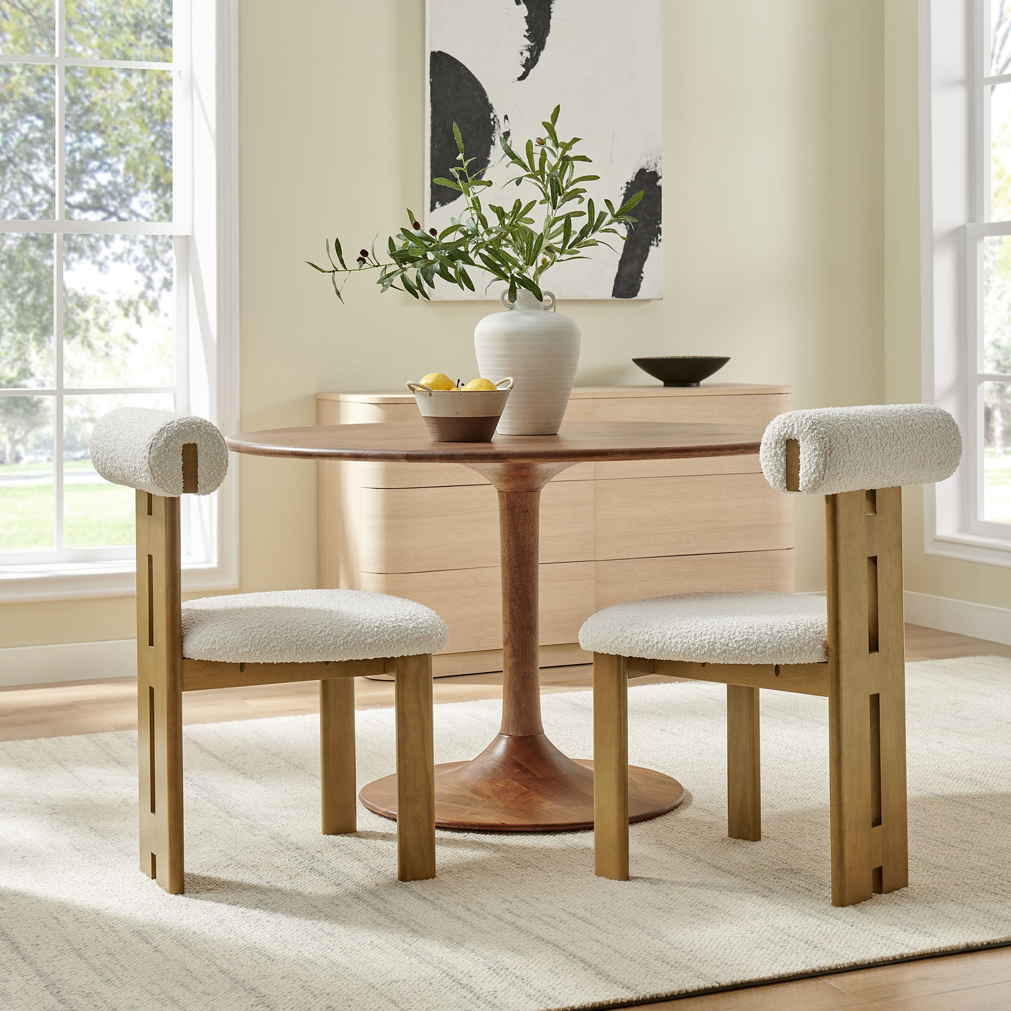 Torian Boucle Fabric Dining Chair Set of 2