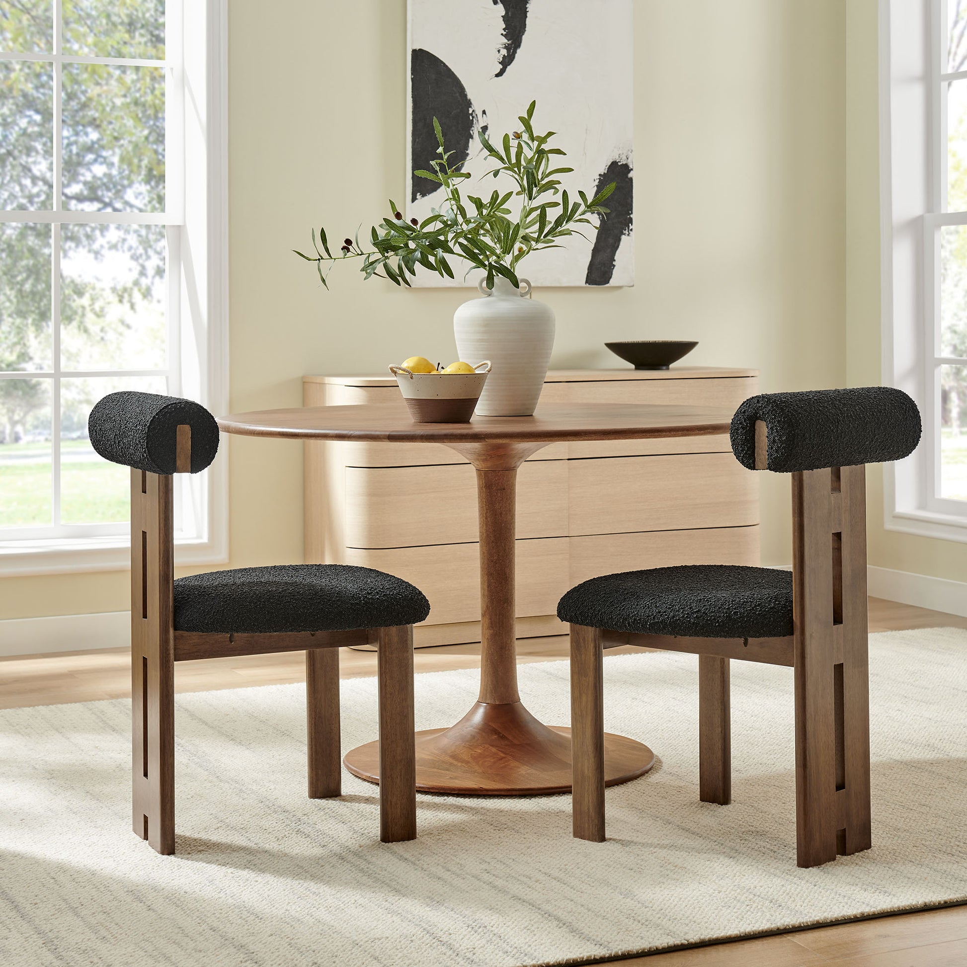Torian Boucle Fabric Dining Chair Set of 2