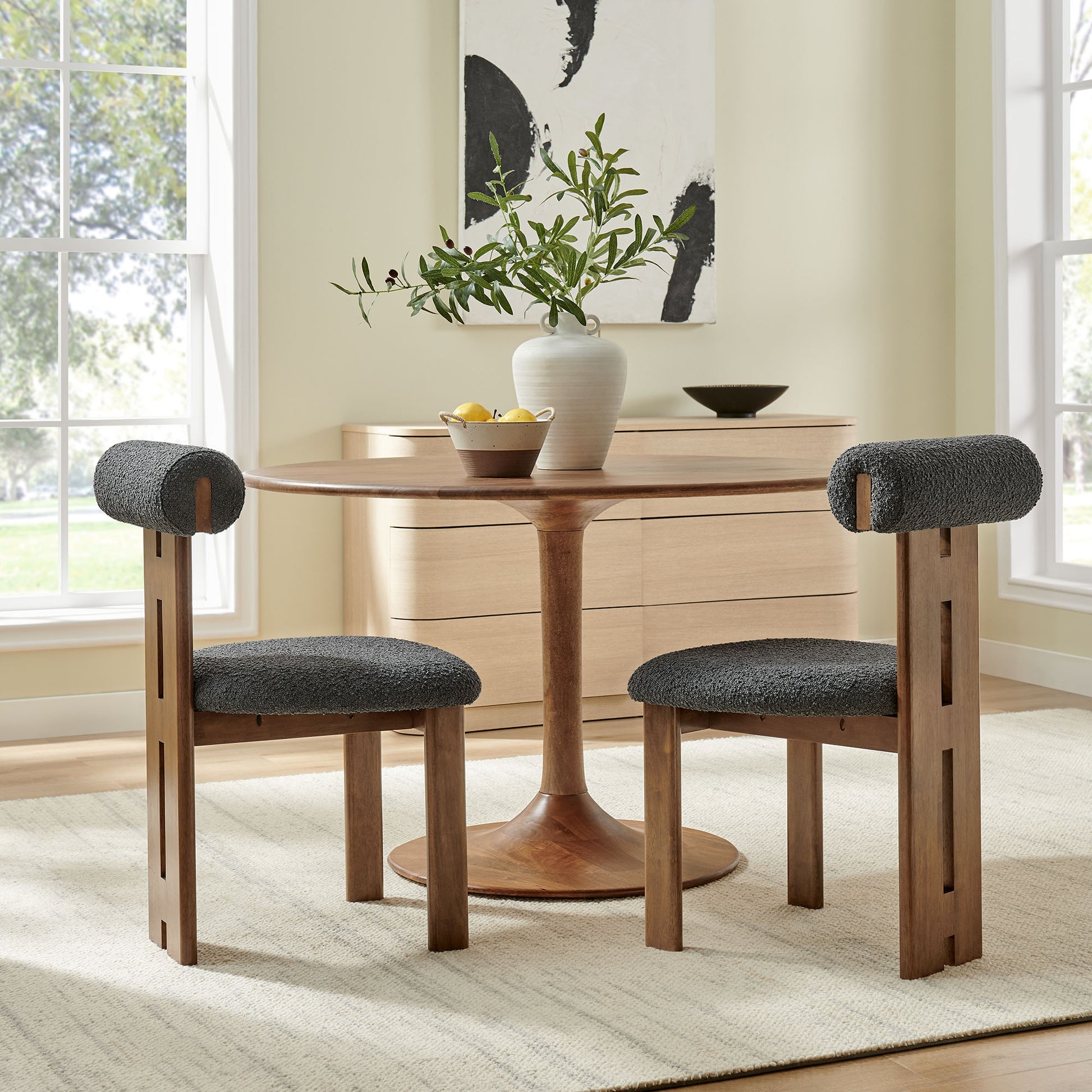Torian Boucle Fabric Dining Chair Set of 2