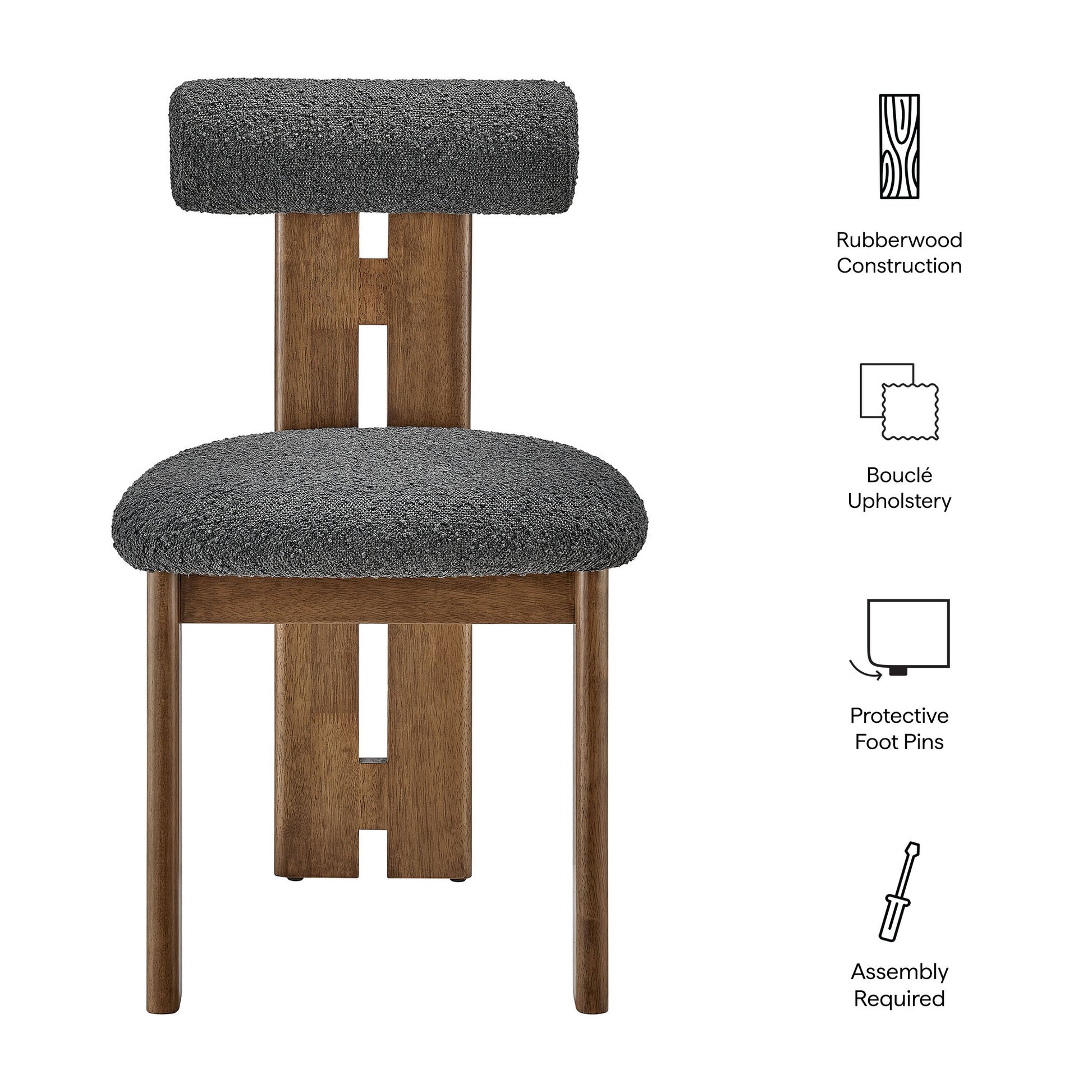 Torian Boucle Fabric Dining Chair Set of 2
