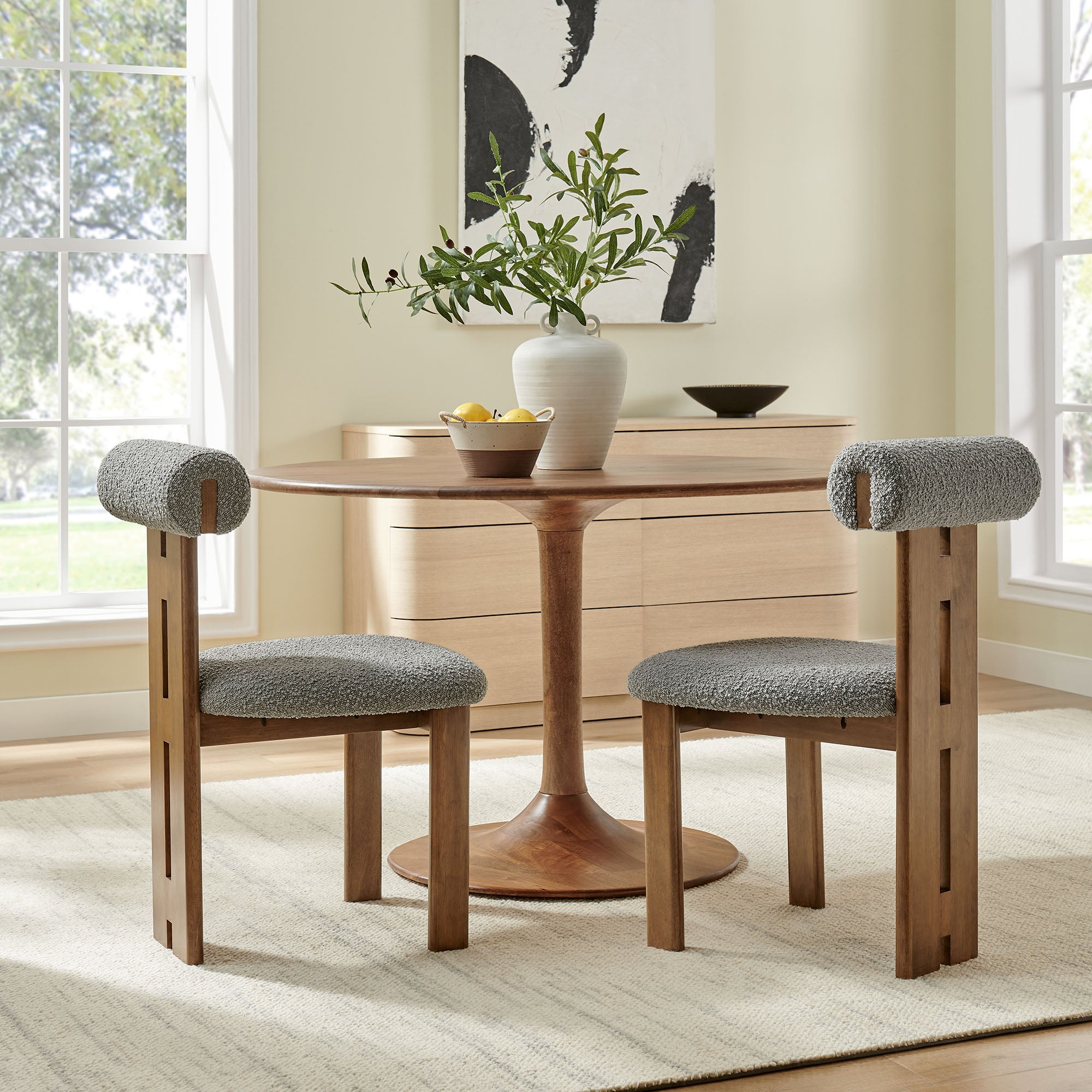 Torian Boucle Fabric Dining Chair Set of 2