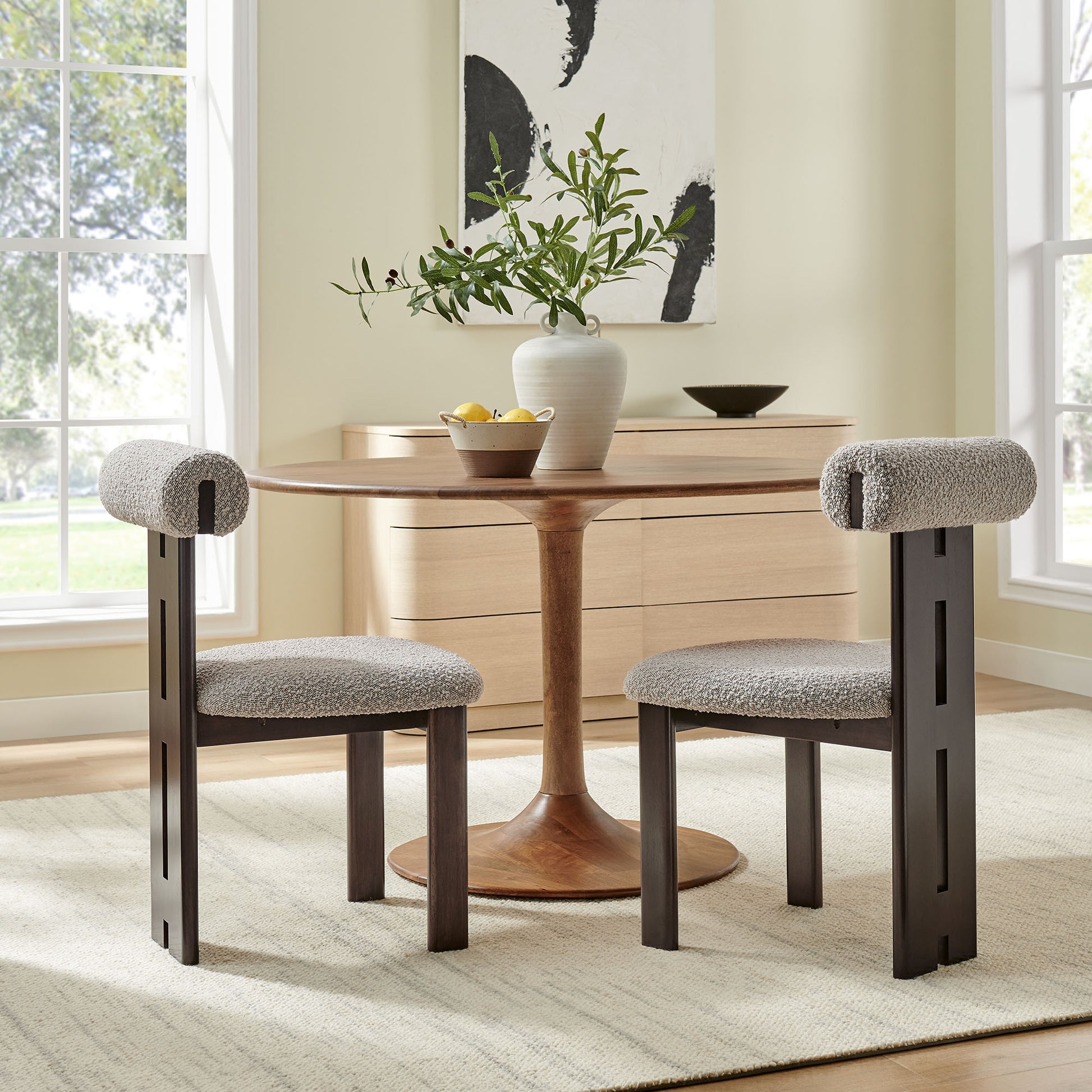 Torian Boucle Fabric Dining Chair Set of 2