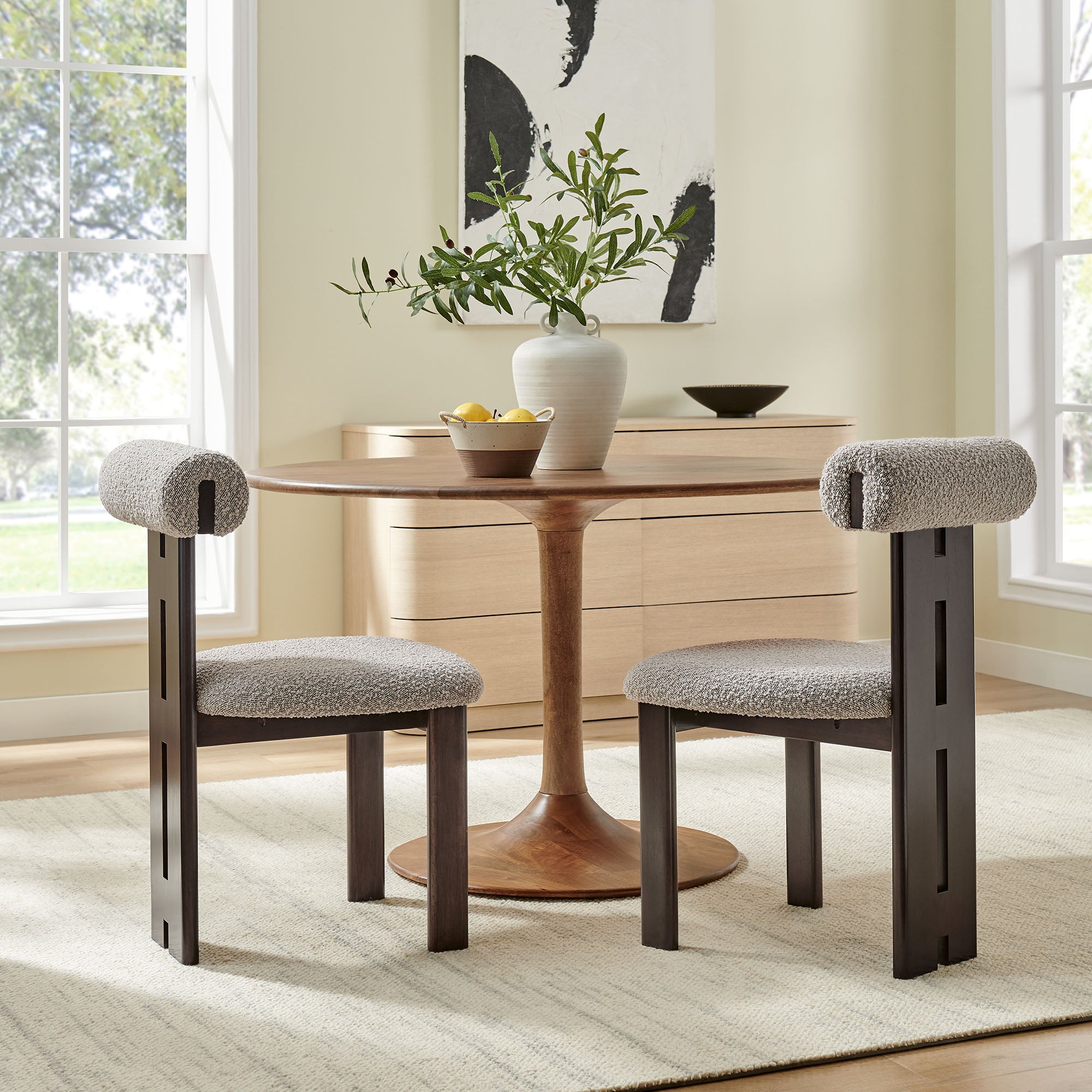 Torian Boucle Fabric Dining Chair Set of 2