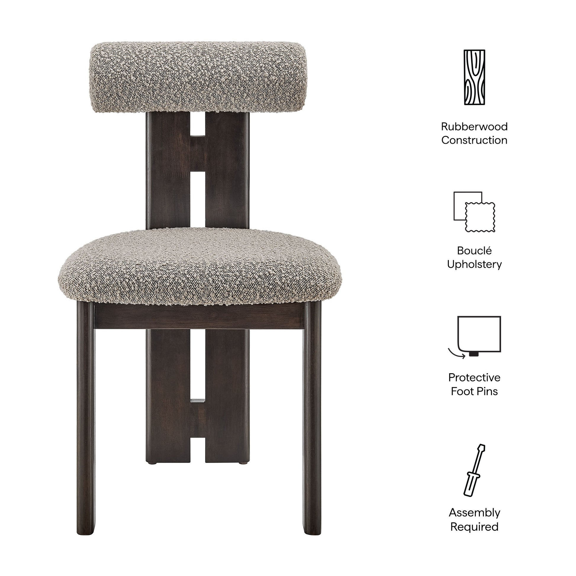 Torian Boucle Fabric Dining Chair Set of 2