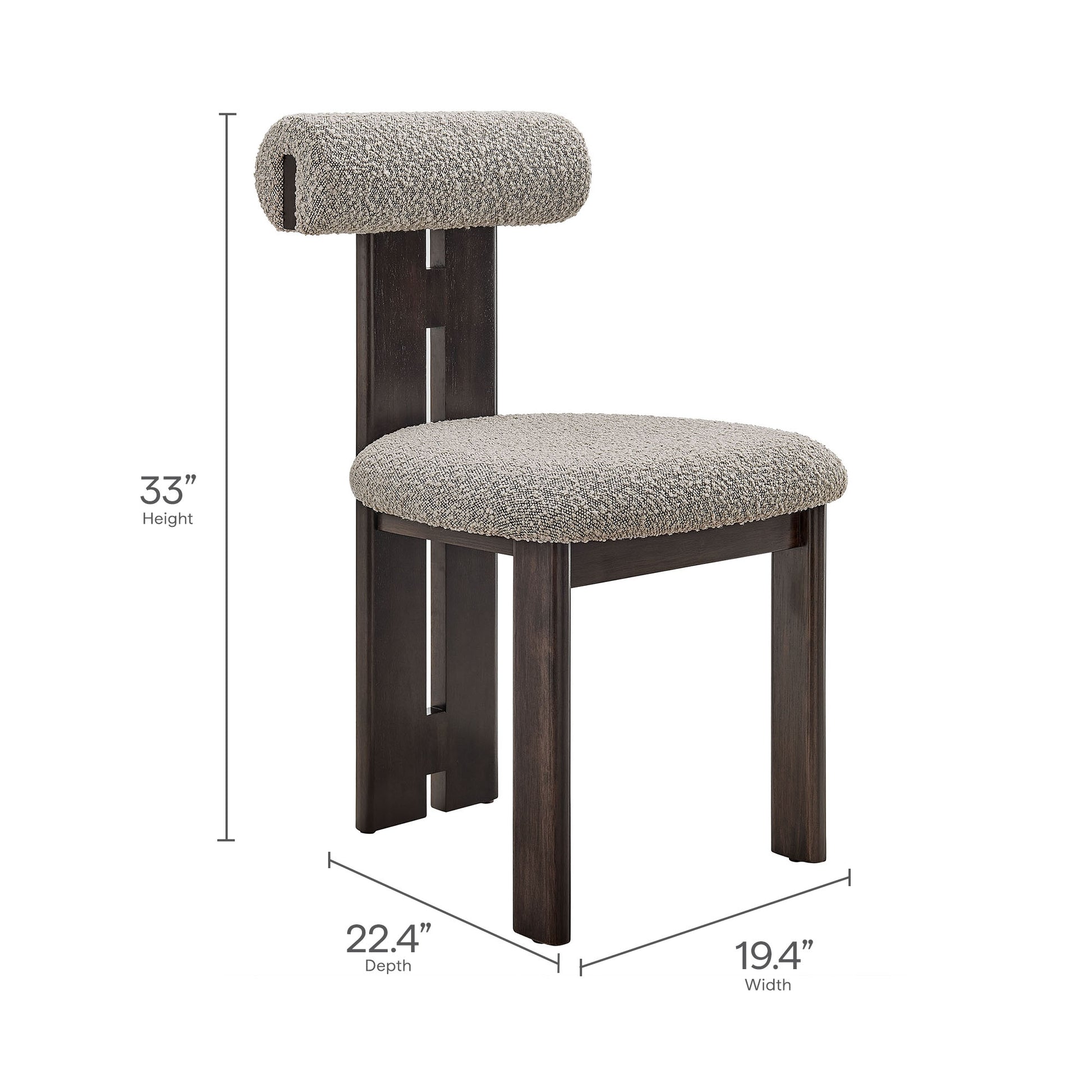 Torian Boucle Fabric Dining Chair Set of 2