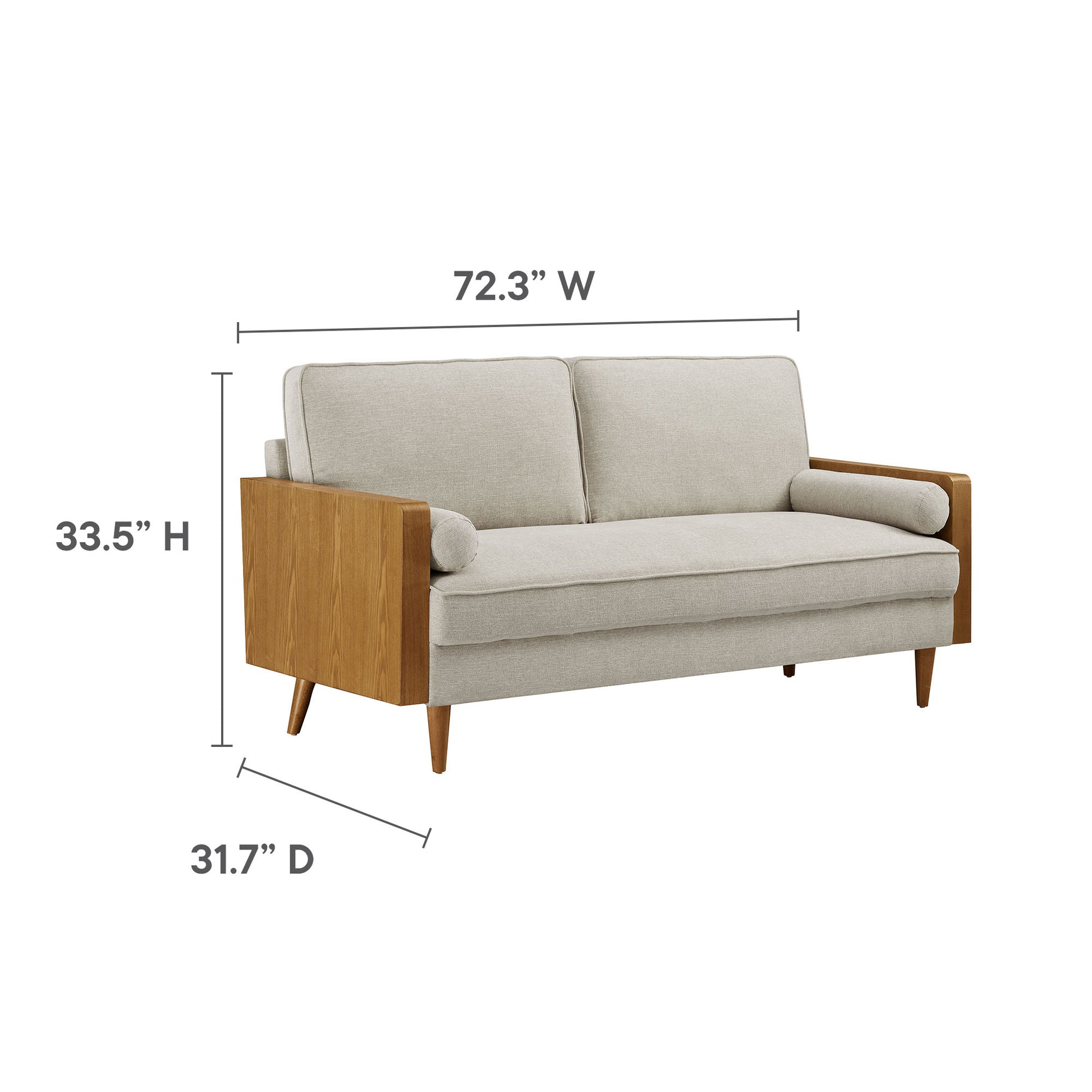 Kellan Heathered Fabric Upholstered Sofa - Walnut Heathered Weave Light Beige