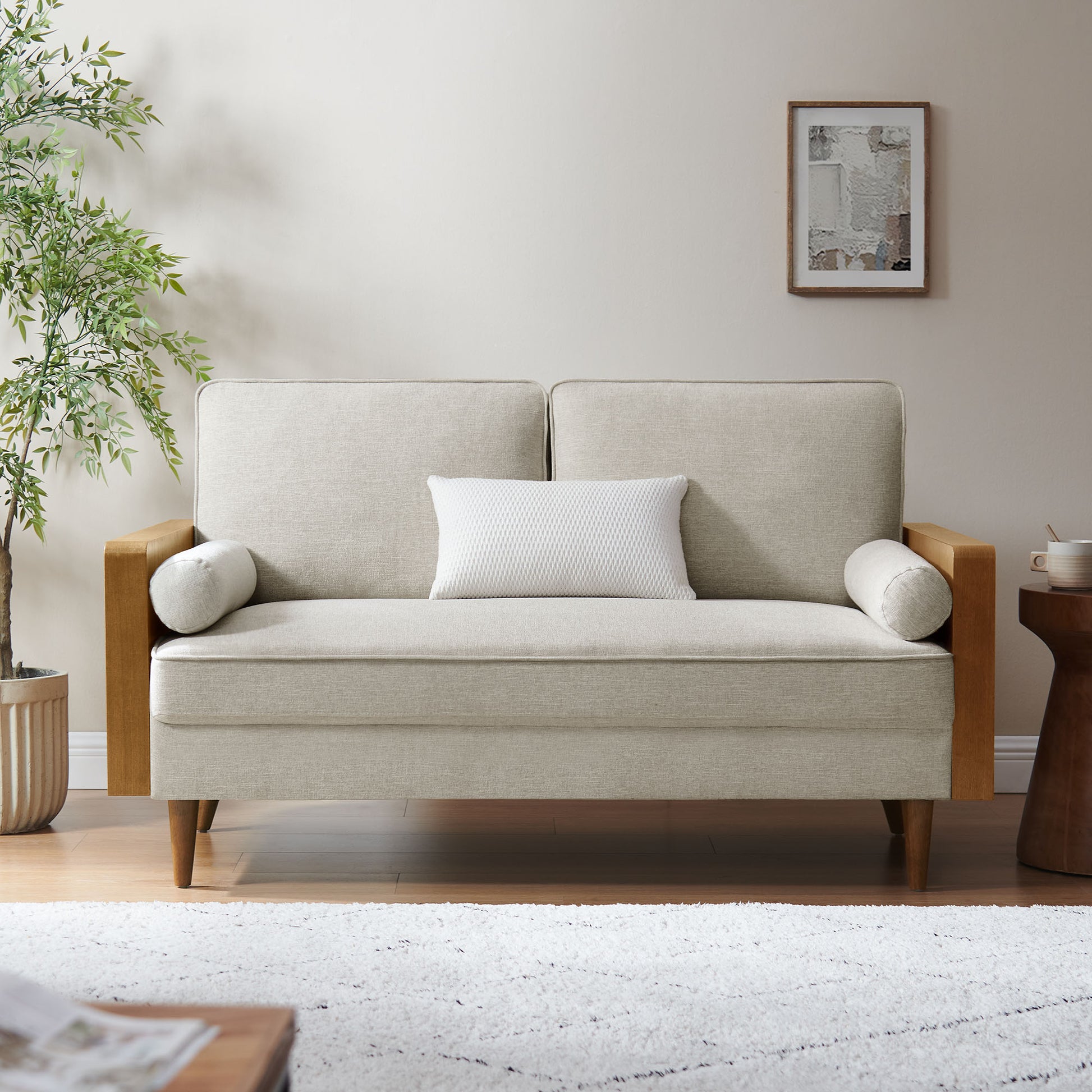 Kellan Heathered Weave Fabric Loveseat