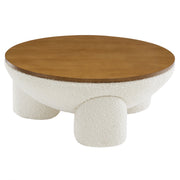 Tridome Round Boucle Upholstered Storage Coffee Table - Natural Ivory