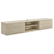Render 70" Faux Travertine Wall-Mount Media Console TV Stand - Travertine