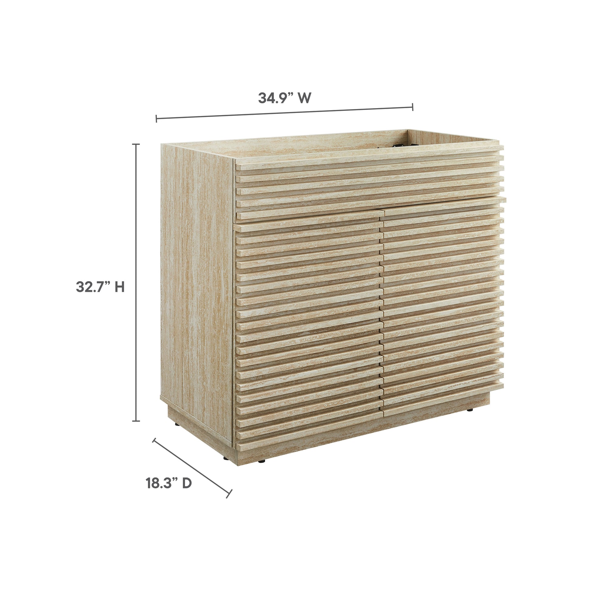 Render 36" Faux Travertine Bathroom Vanity Cabinet (Sink Not Included)
