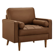 Valour Tufted Vegan Leather Accent Armchair - Brown