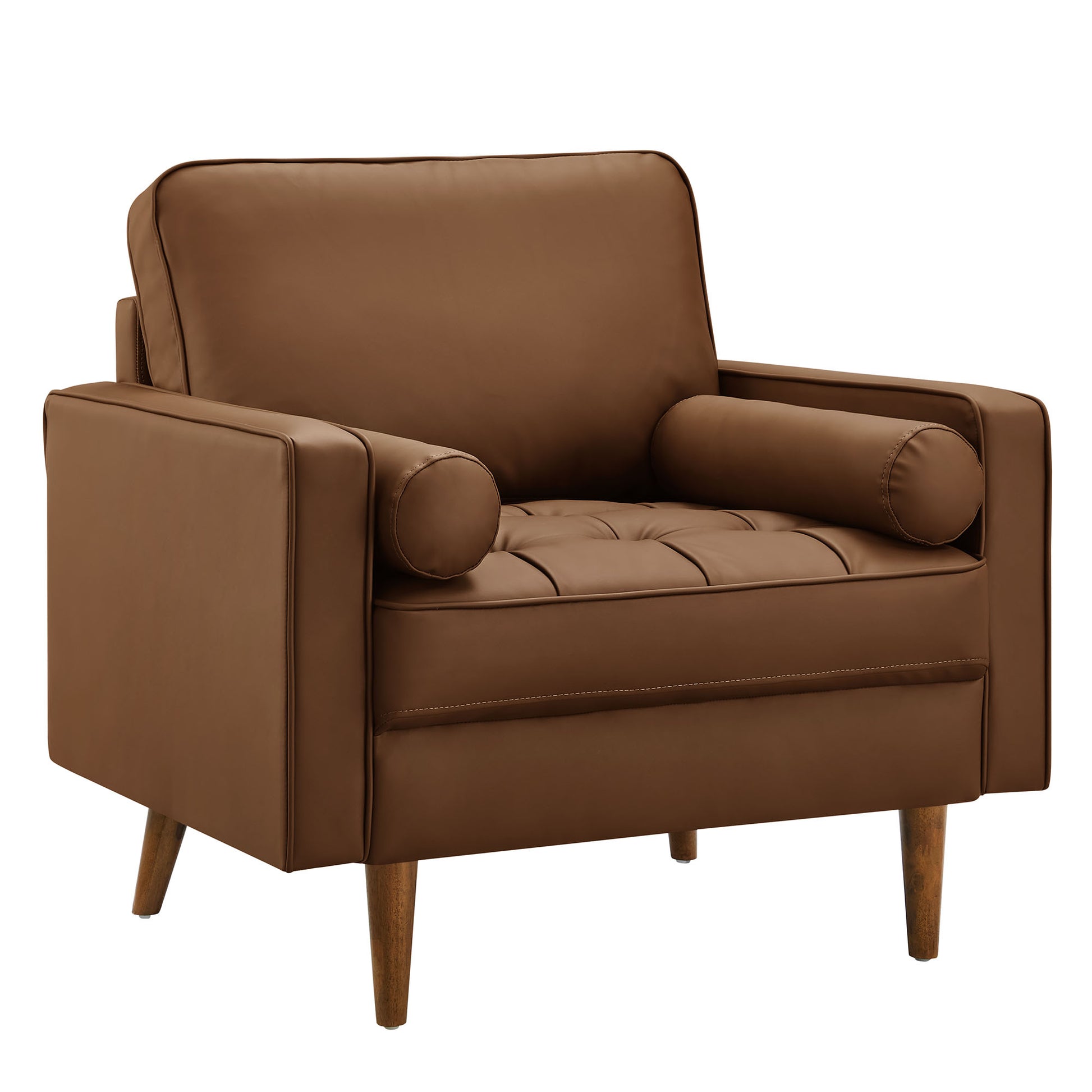 Valour Tufted Vegan Leather Accent Armchair - Brown