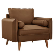 Revive Upholstered Vegan Leather Accent Armchair - Brown