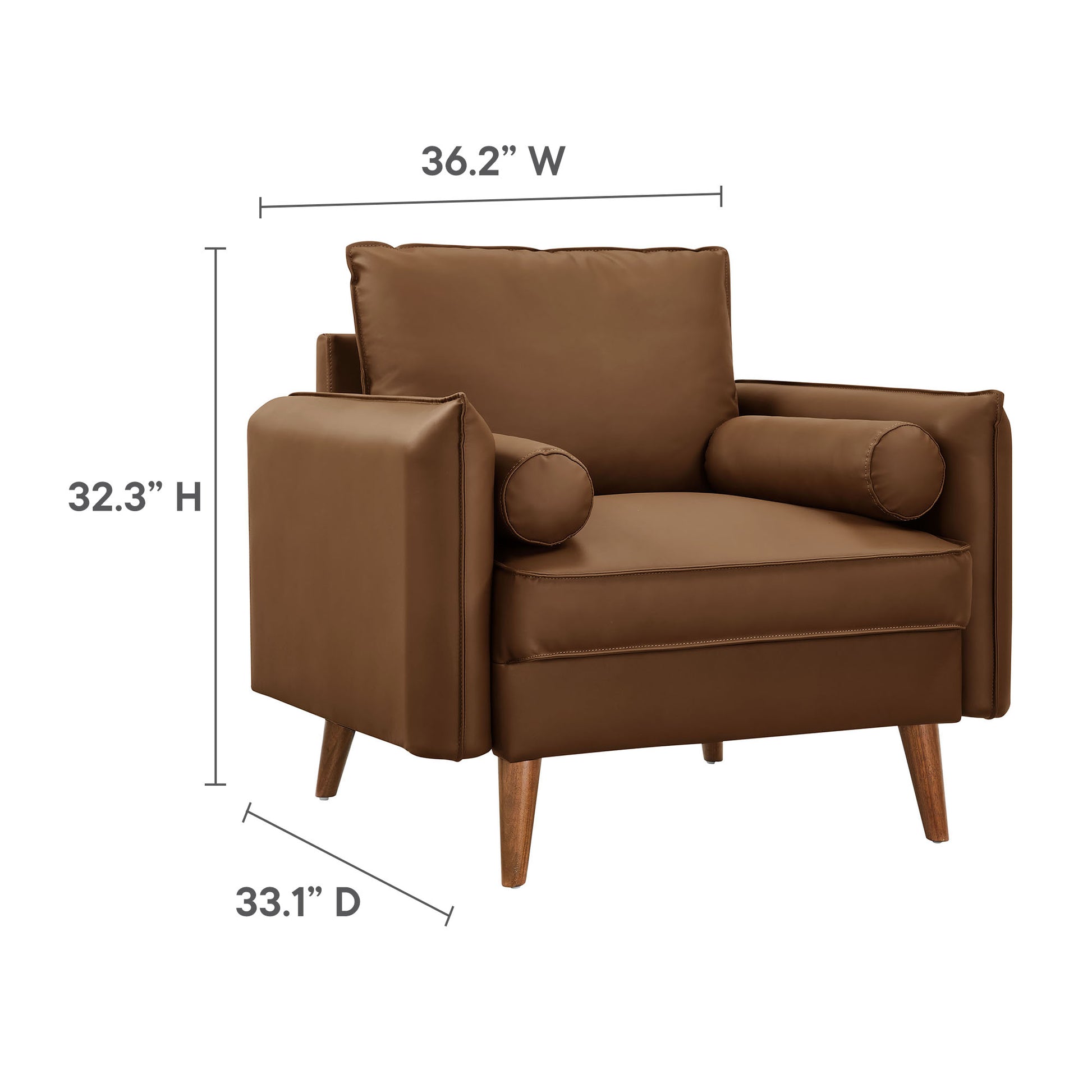 Revive Upholstered Vegan Leather Accent Armchair - Tan