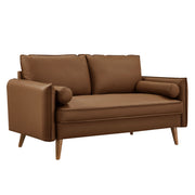 Revive Upholstered Vegan Leather Loveseat - Brown