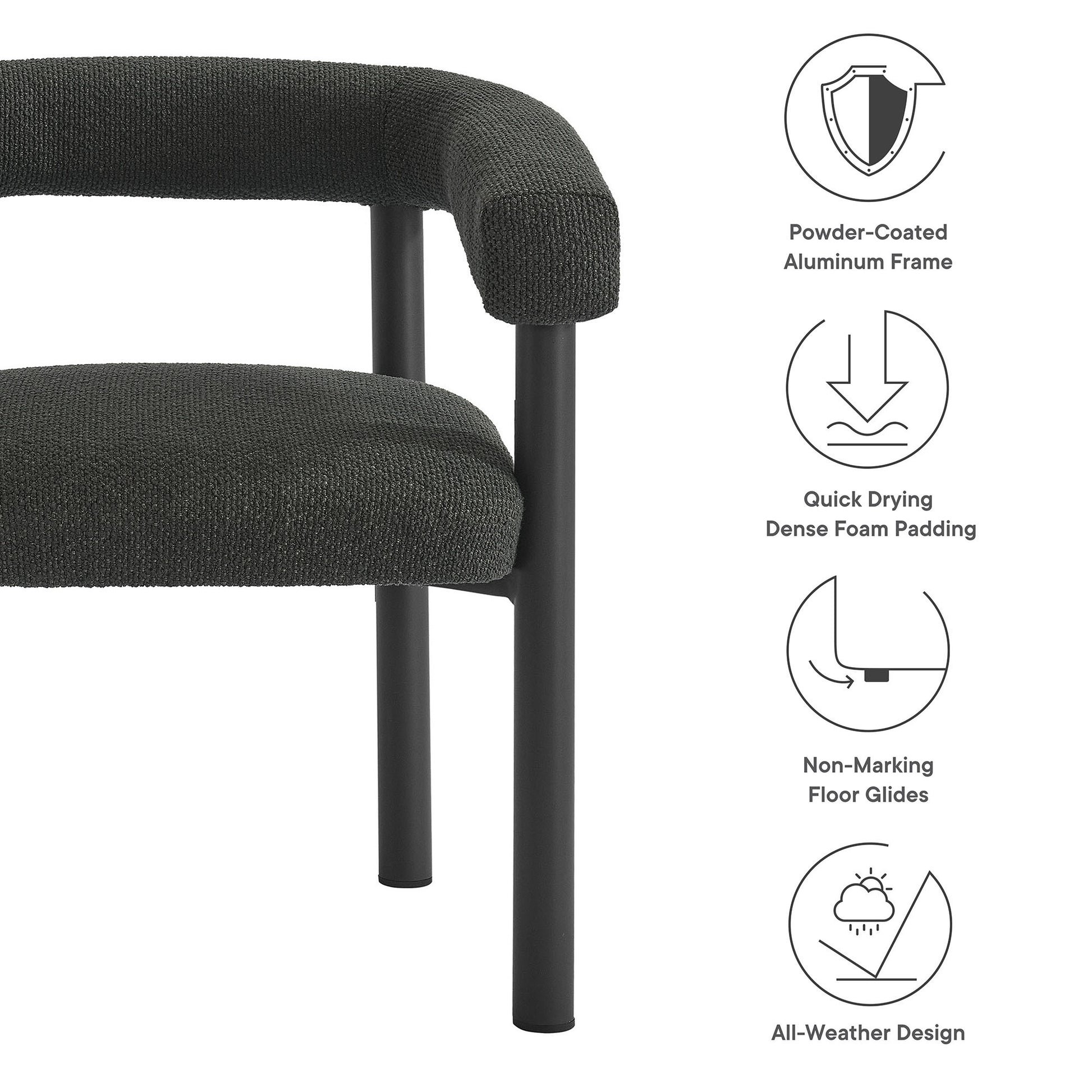Nautica Outdoor Patio Aluminum Dining Armchairs Set of 2 - Ivory Graphite