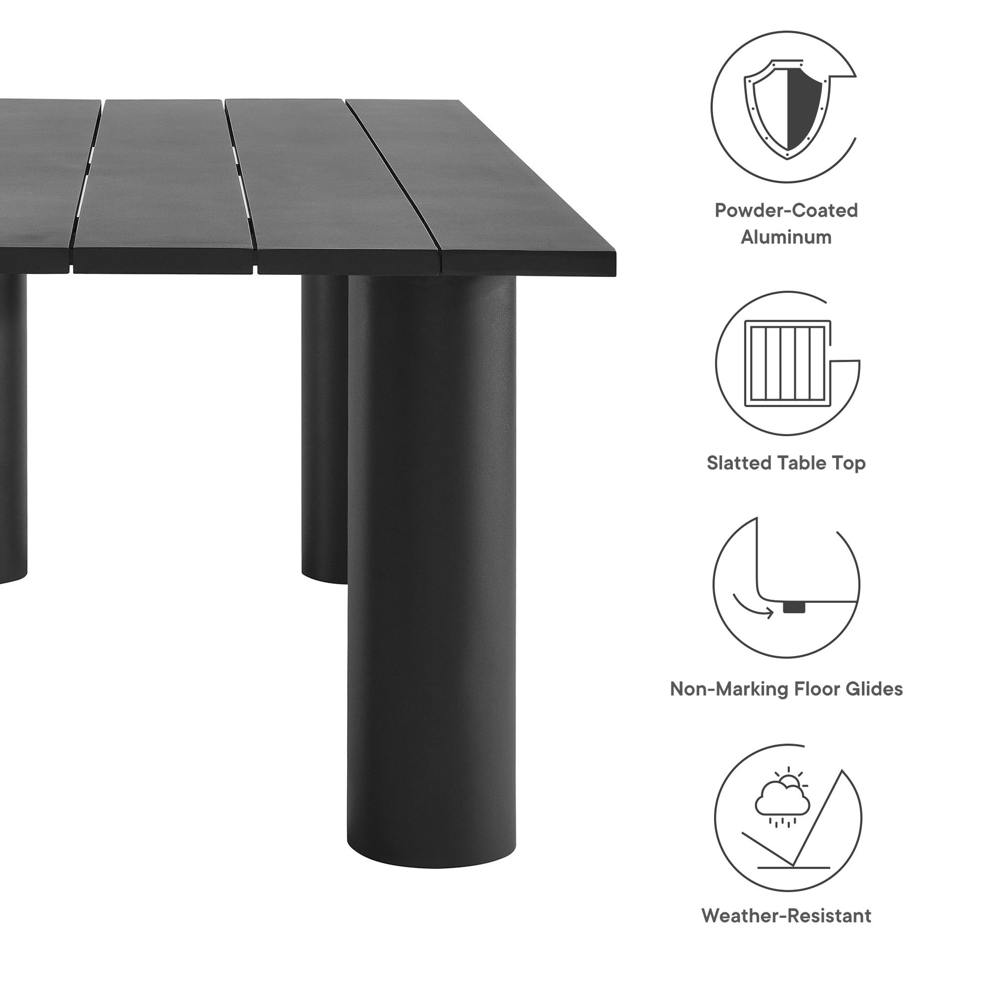Nautica Outdoor Patio 87" Rectangular Aluminum Dining Table - Taupe