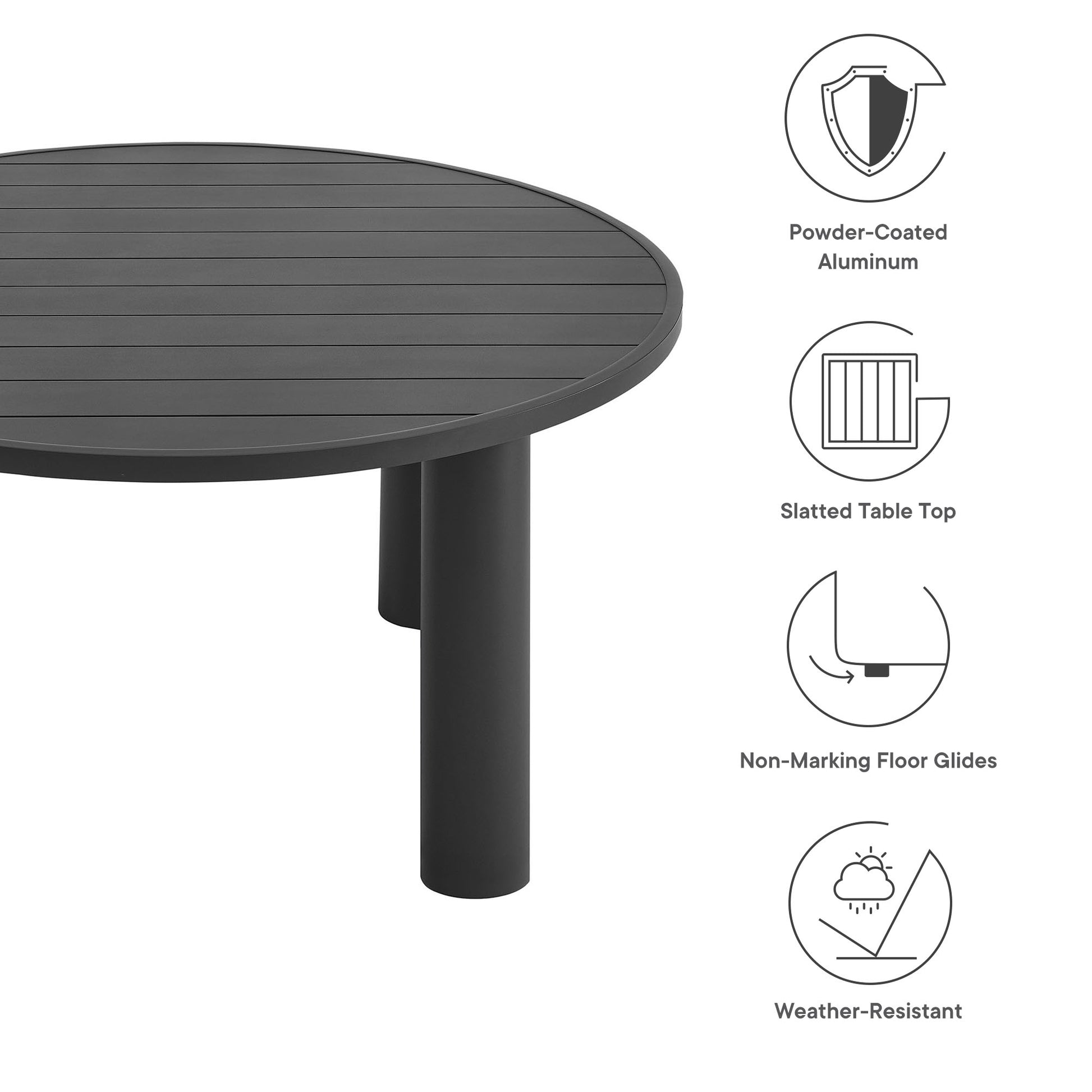 Nautica Outdoor Patio 60" Round Aluminum Dining Table - Taupe
