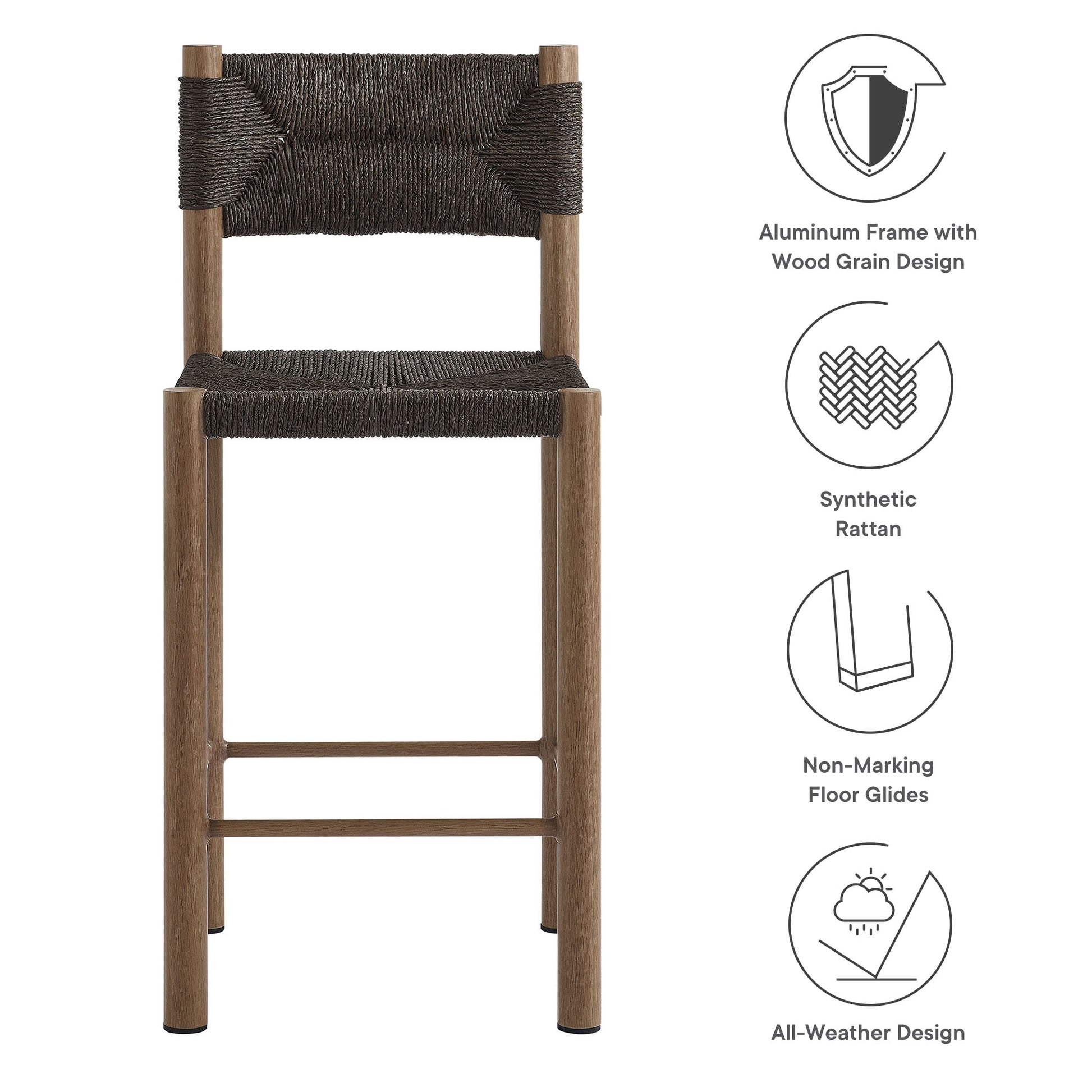 Parkland Outdoor Patio Rattan and Aluminum Counter Stools Set of 2