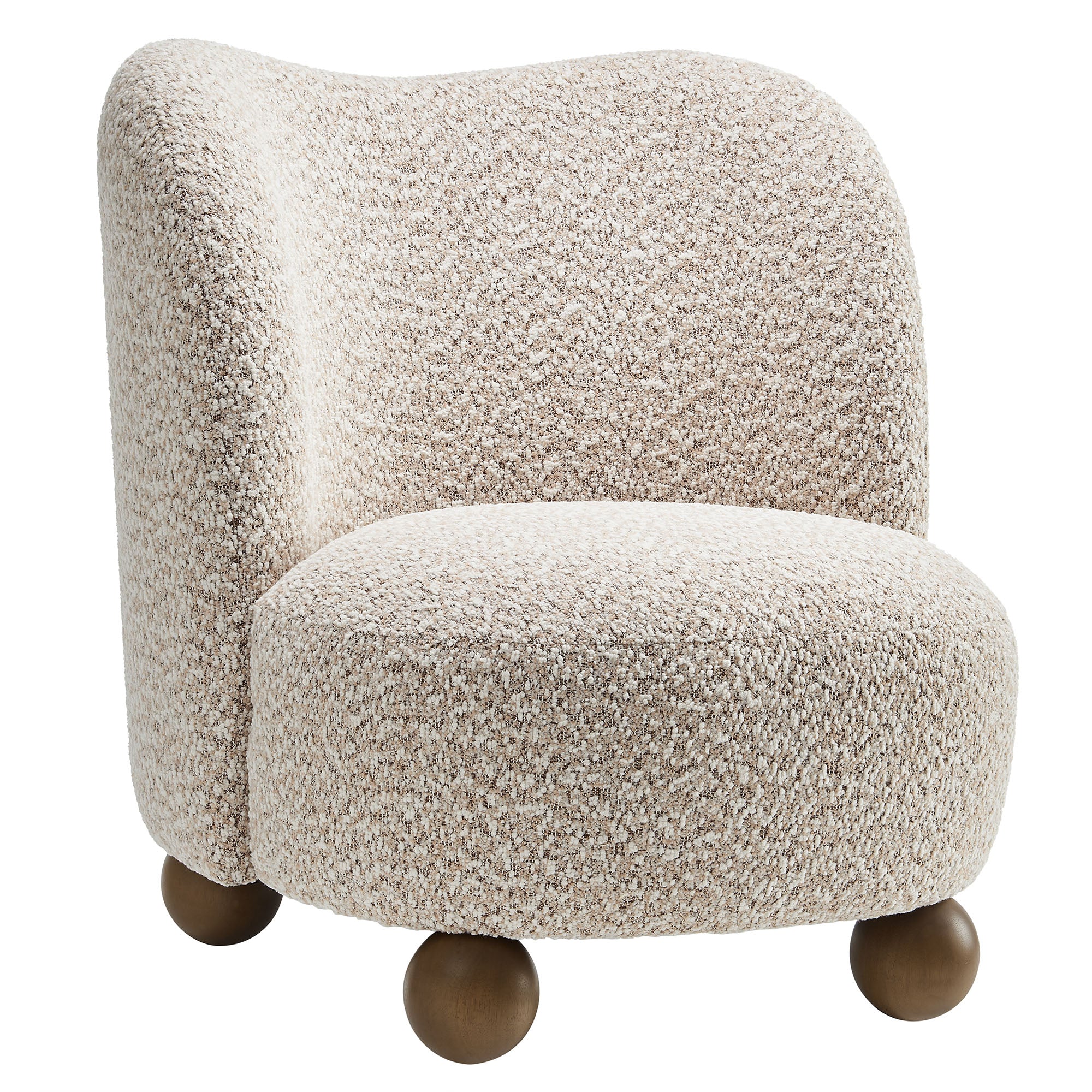 Monroe Boucle Fabric Accent Chair - Coral Walnut