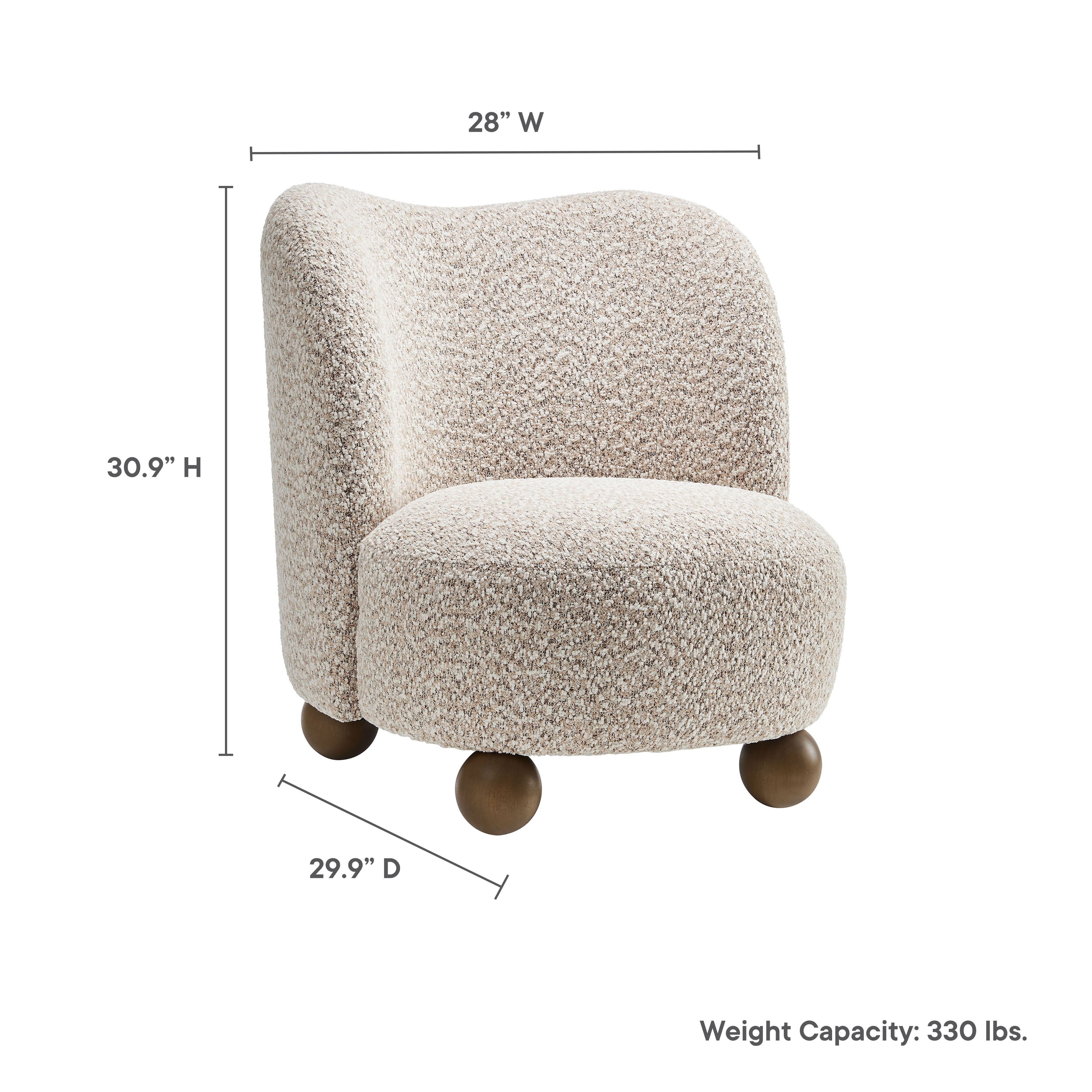 Monroe Boucle Fabric Accent Chair - Pearl Walnut