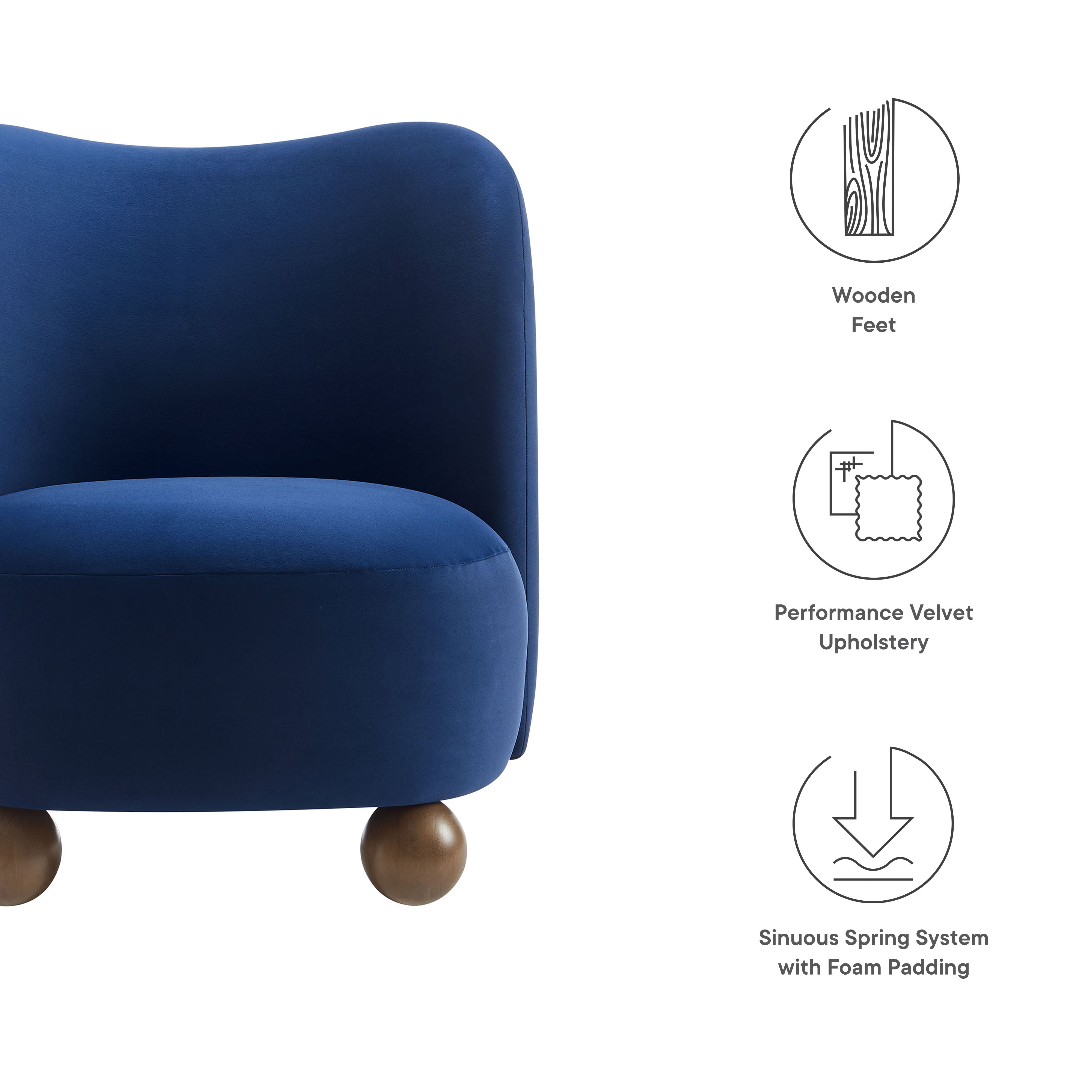 Monroe Performance Velvet Accent Chair - Rust Walnut